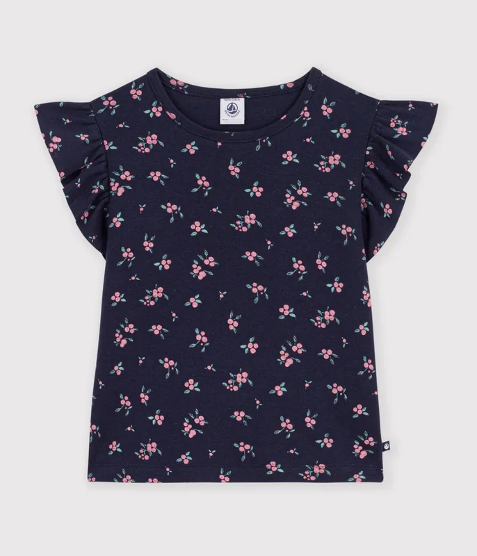 Children's short-sleeved floral print T-shirt