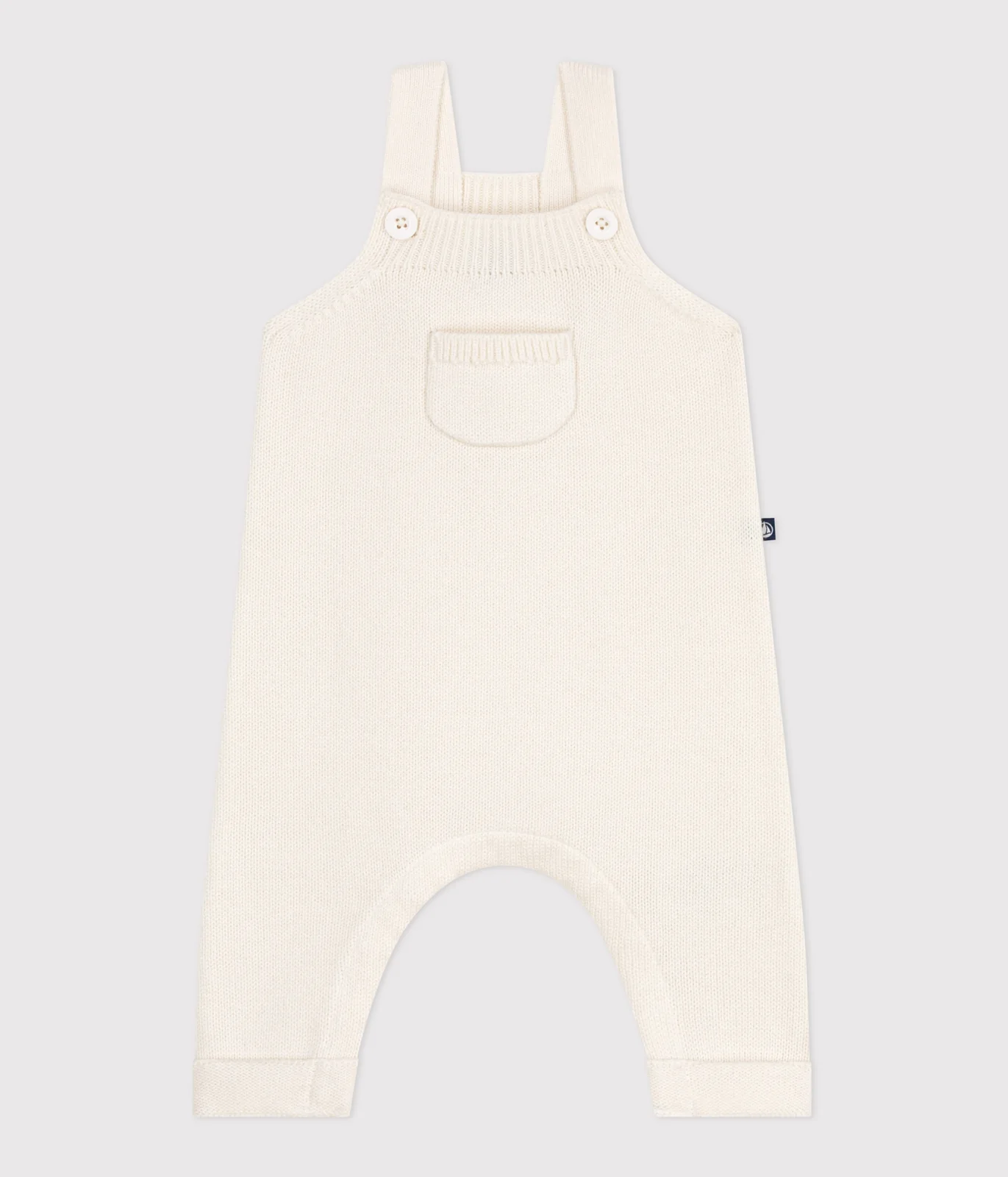 Babies' plain dungarees knitted in wool and cotton