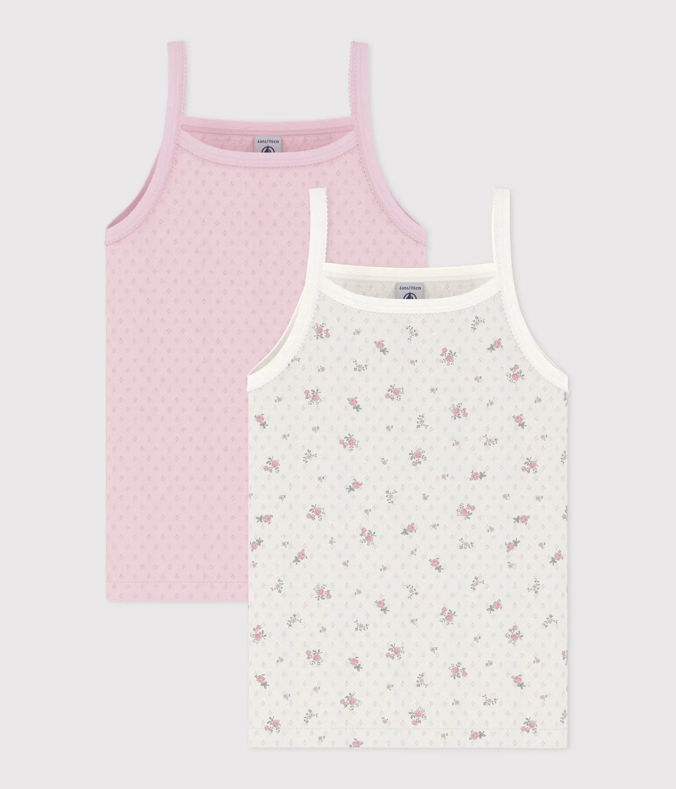 Pack of children's floral print openwork cotton tank tops