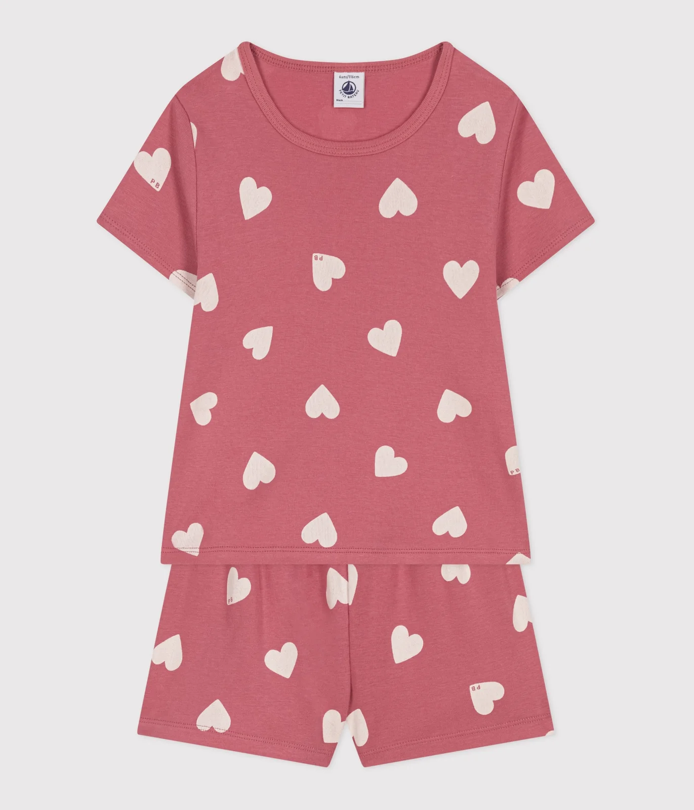 Children's short heart-pattern cotton pyjamas