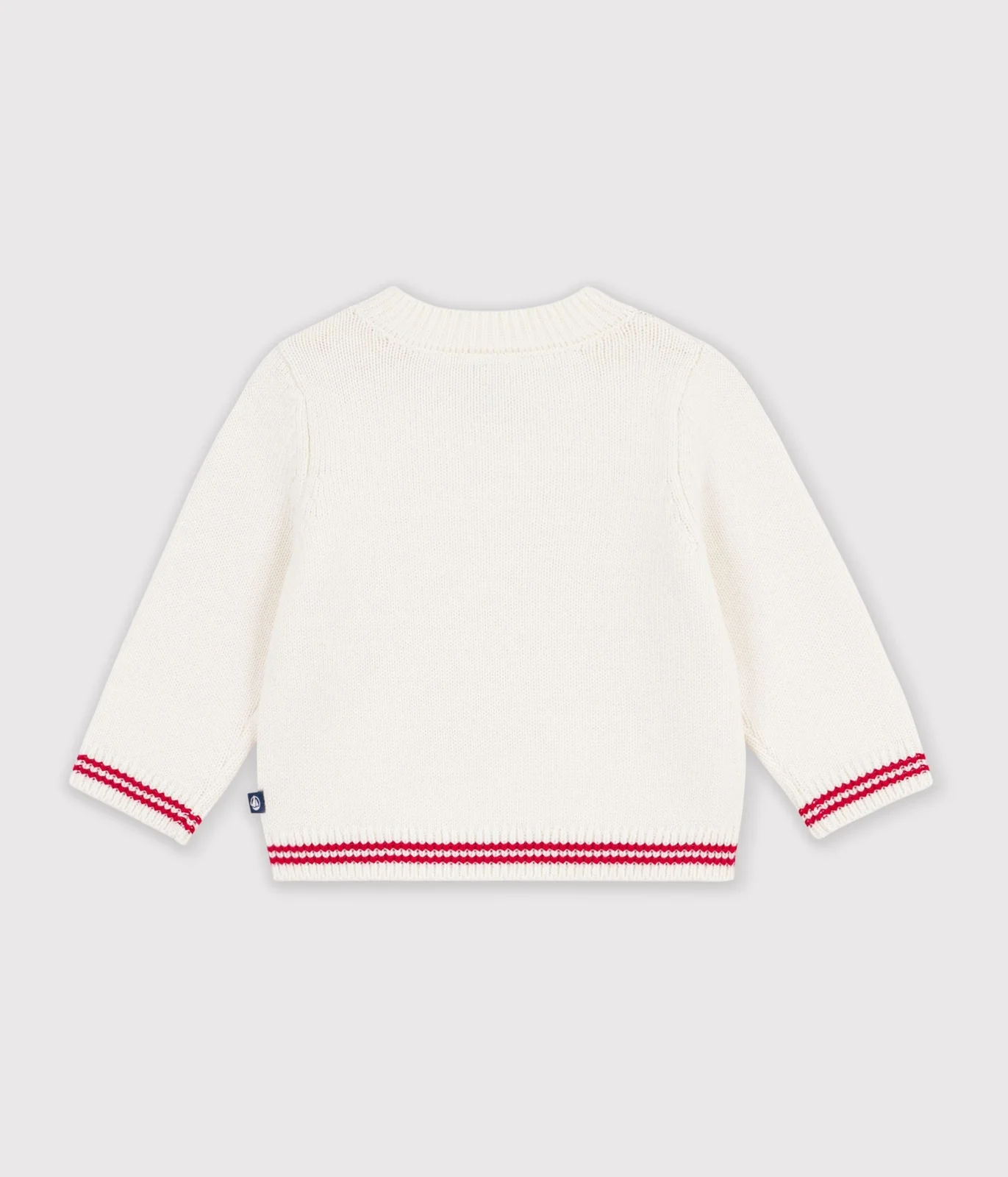 Babies' jumper in a wool and cotton knit with an animal design