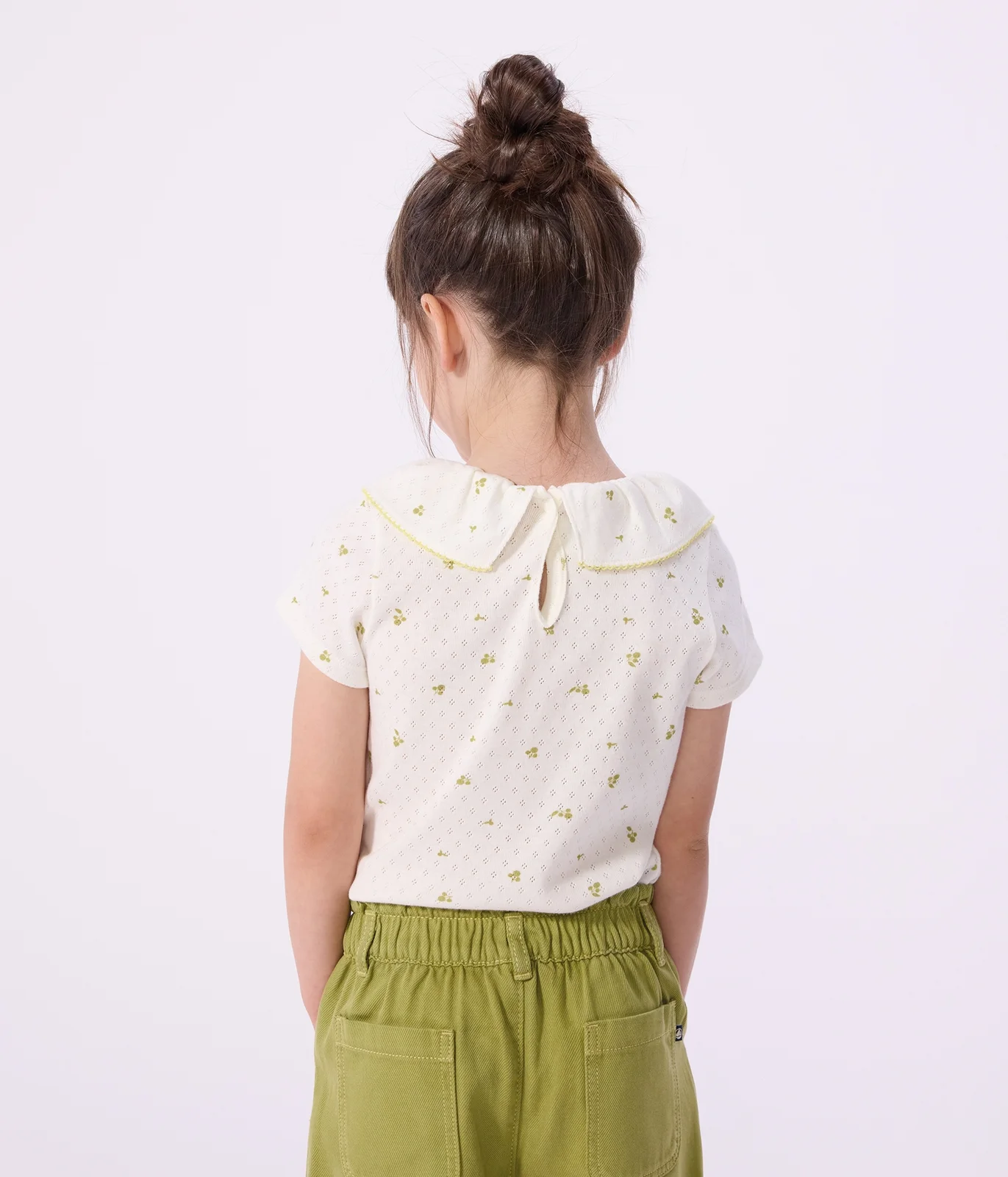 Children's short-sleeved floral print cotton T-shirt