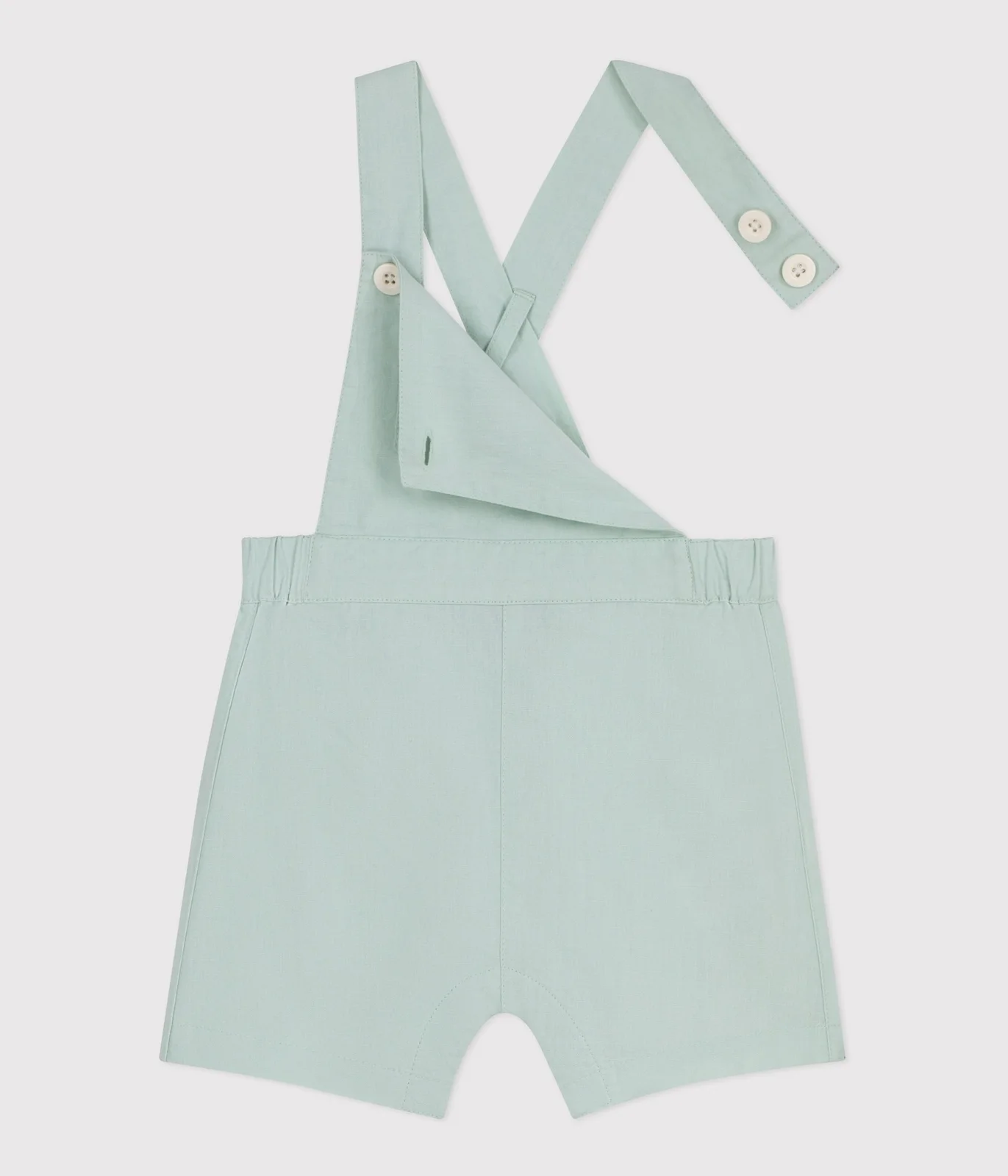 Babies' short-legged plain cotton/linen dungarees