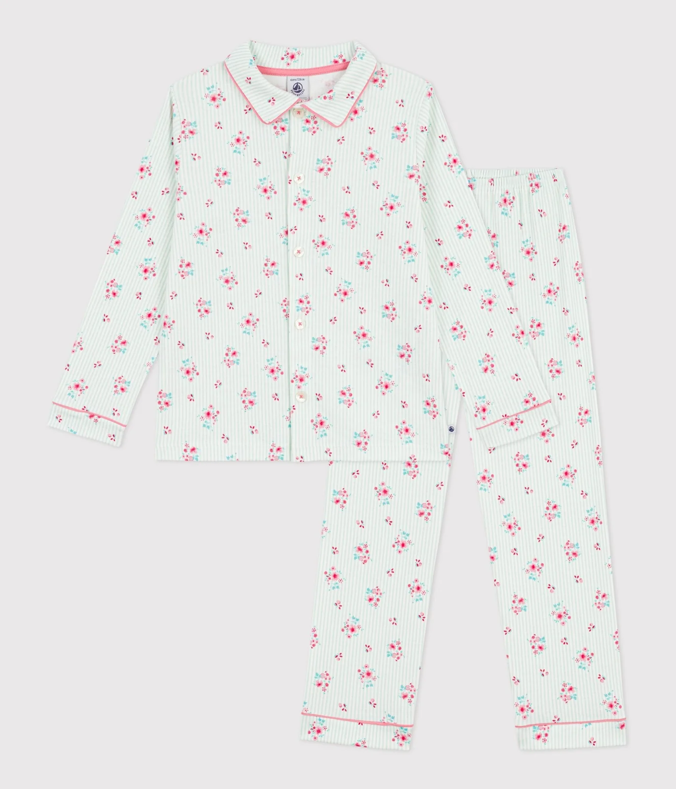 Children's buttoned printed cotton pyjamas