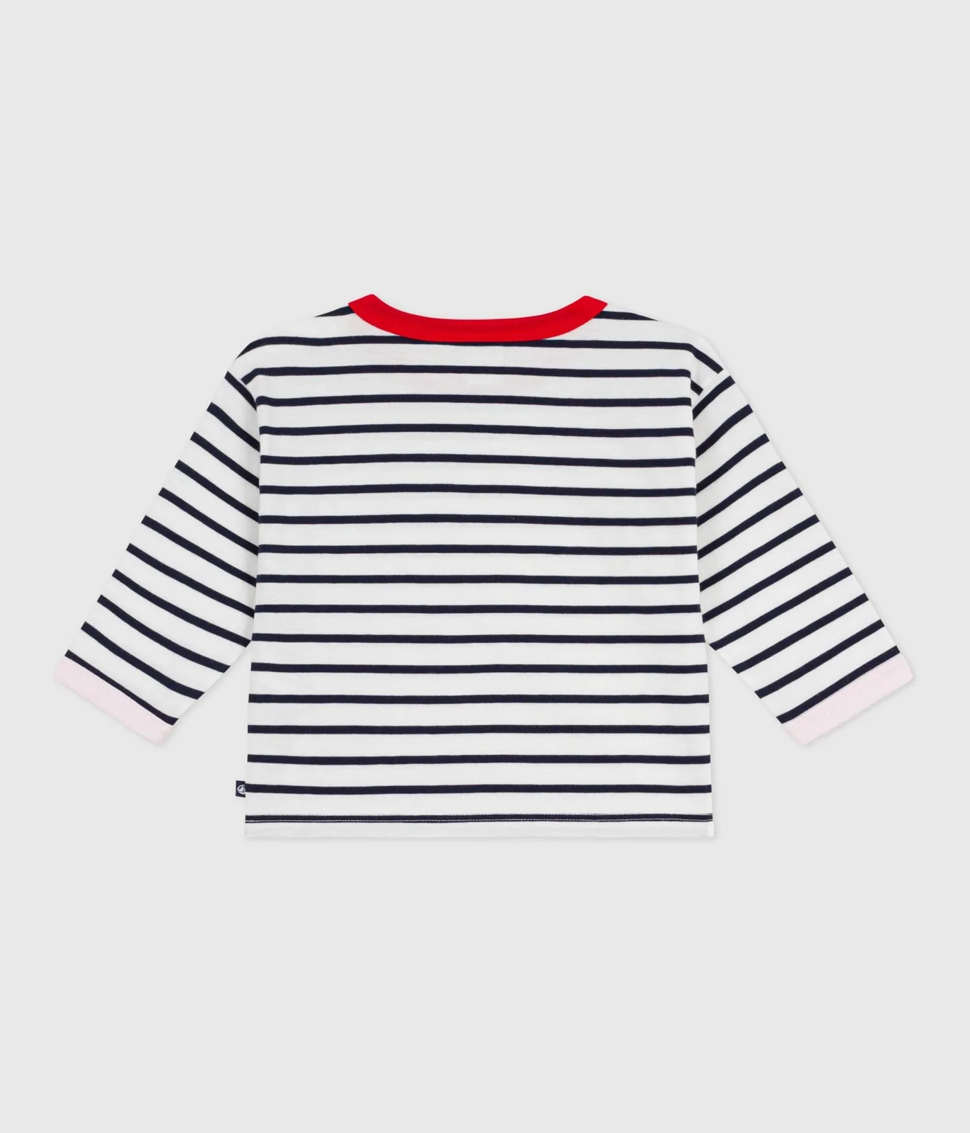 Babies' long sleeved cotton T-shirt with Breton stripes