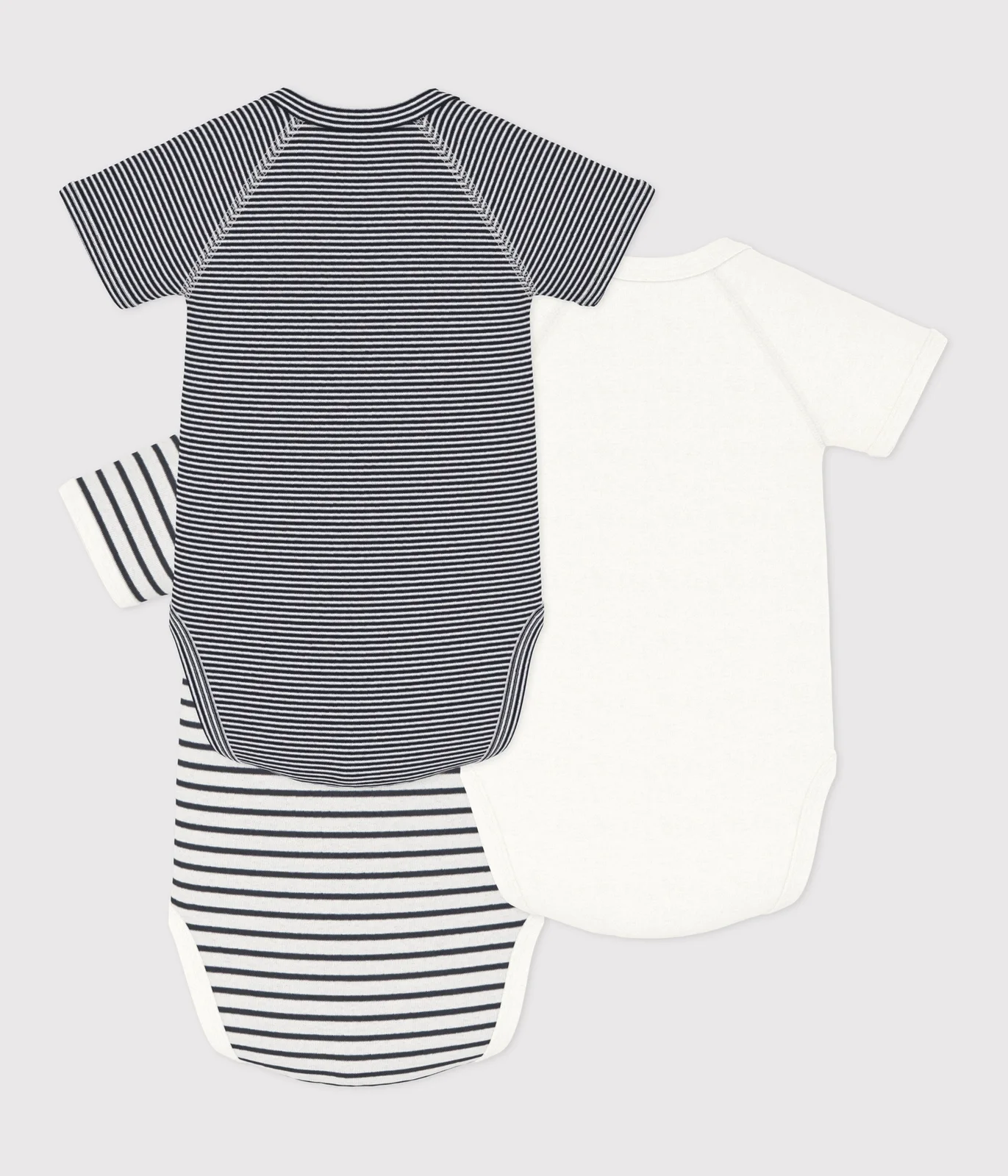 PACK OF 3 SHORT-SLEEVED WRAPOVER BABY BODYSUITS IN STRIPY COTTON