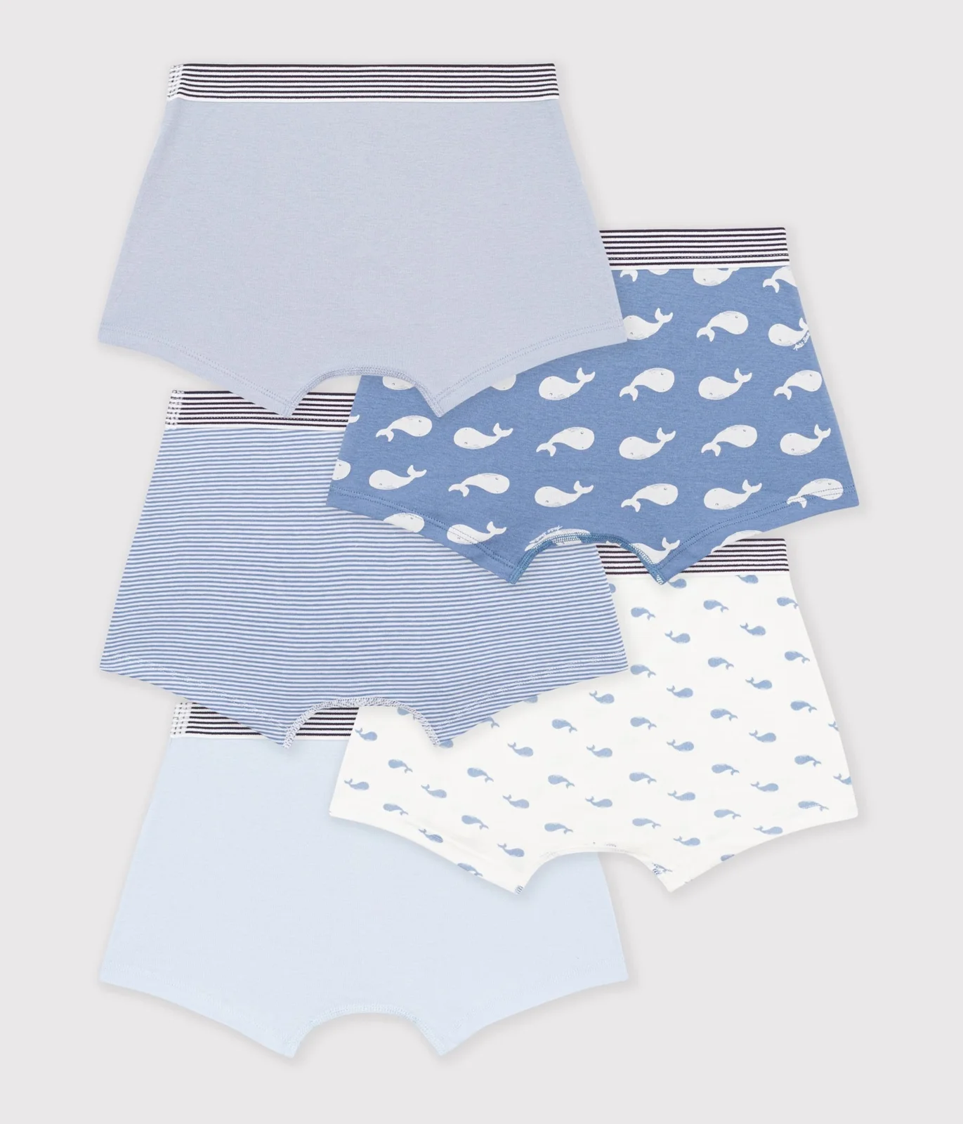 Pack of children's whale print cotton boxers