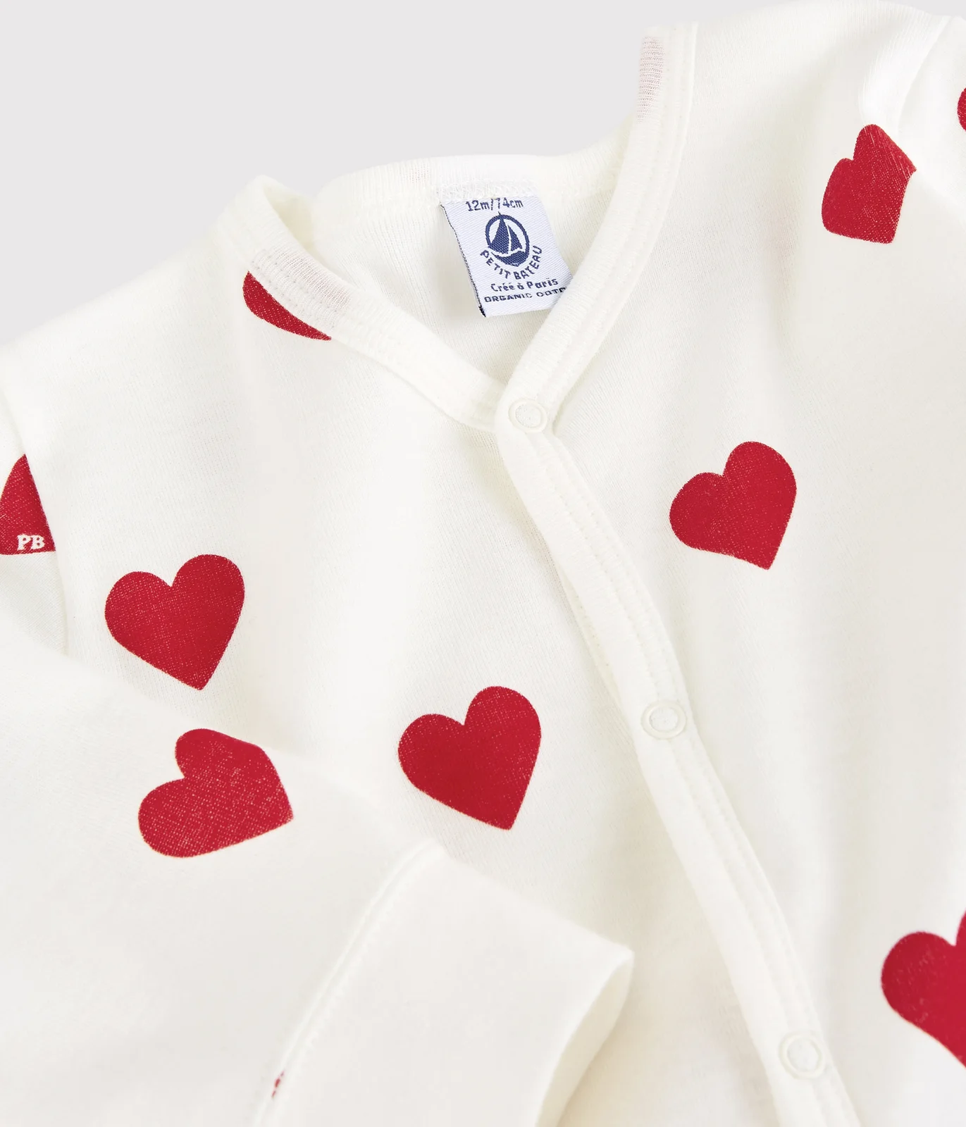 Babies' heart patterned footless cotton sleepsuit