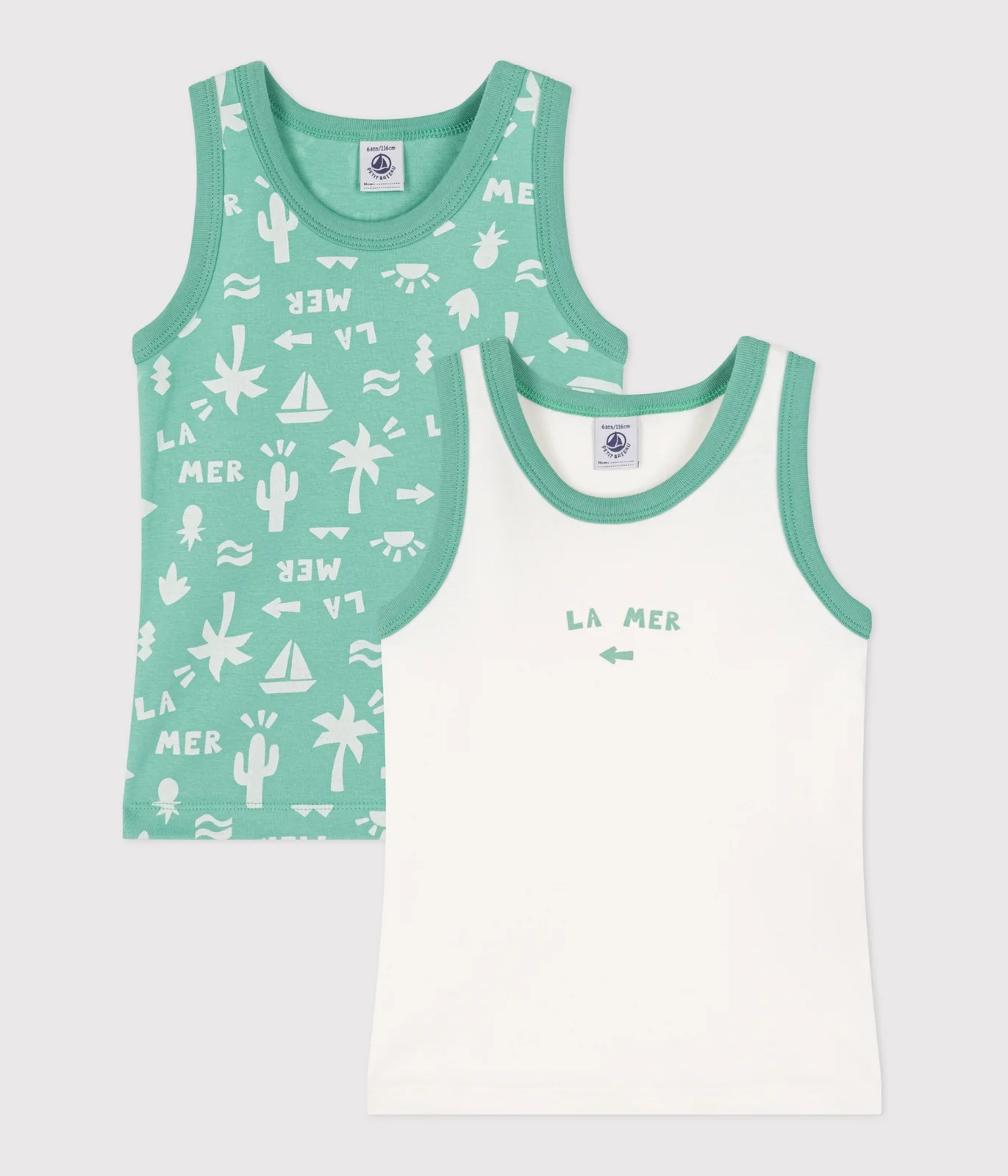 Children's printed cotton tank tops - 2-pack