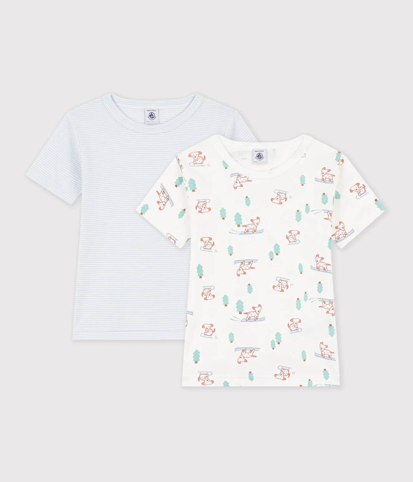 Pack of children's short-sleeved dog-print cotton T-shirts