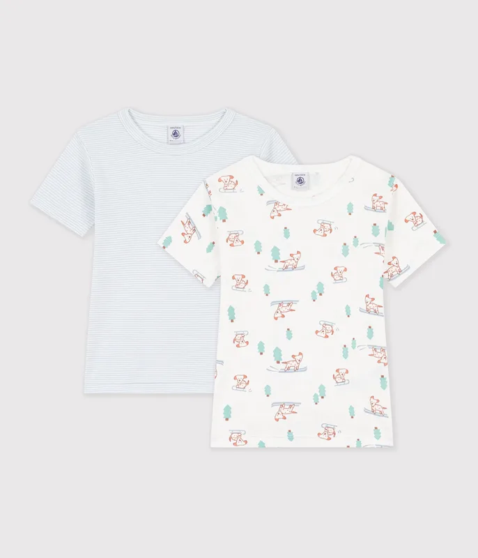 Pack of children's short-sleeved dog-print cotton T-shirts