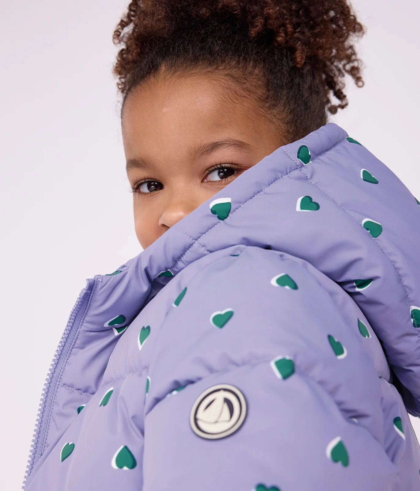 Children's heart print puffer jacket