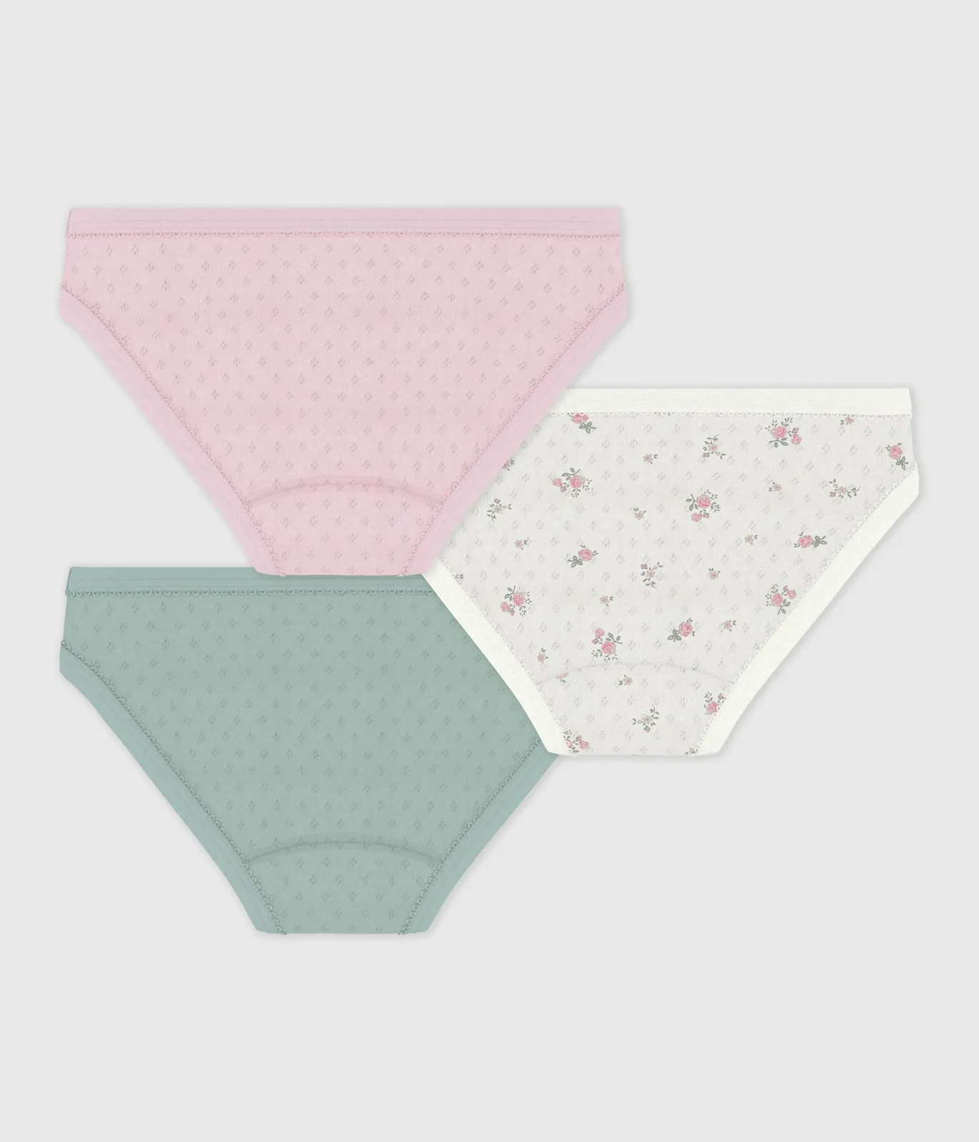 Pack of children's flower-print openwork cotton pants