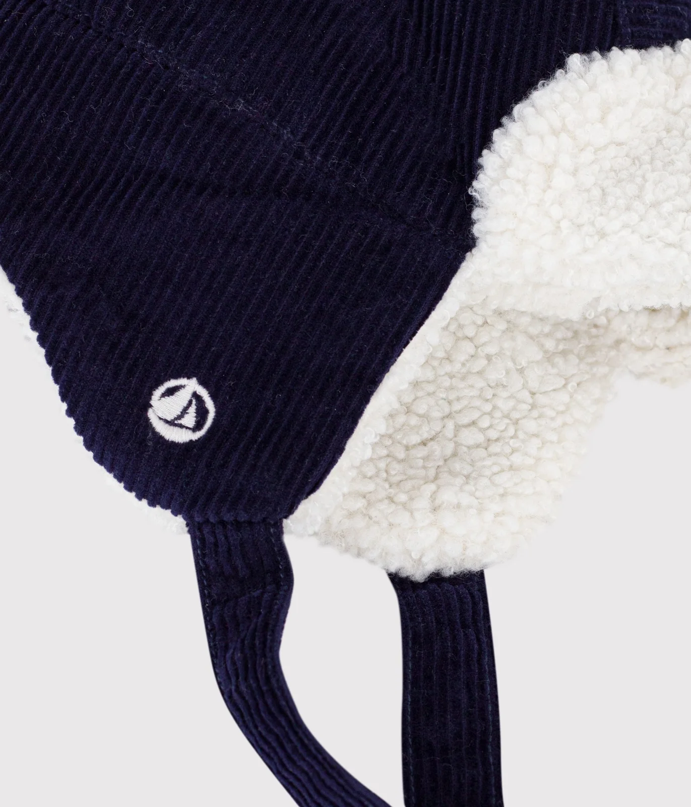 Babies' chapka in sherpa-lined corduroy