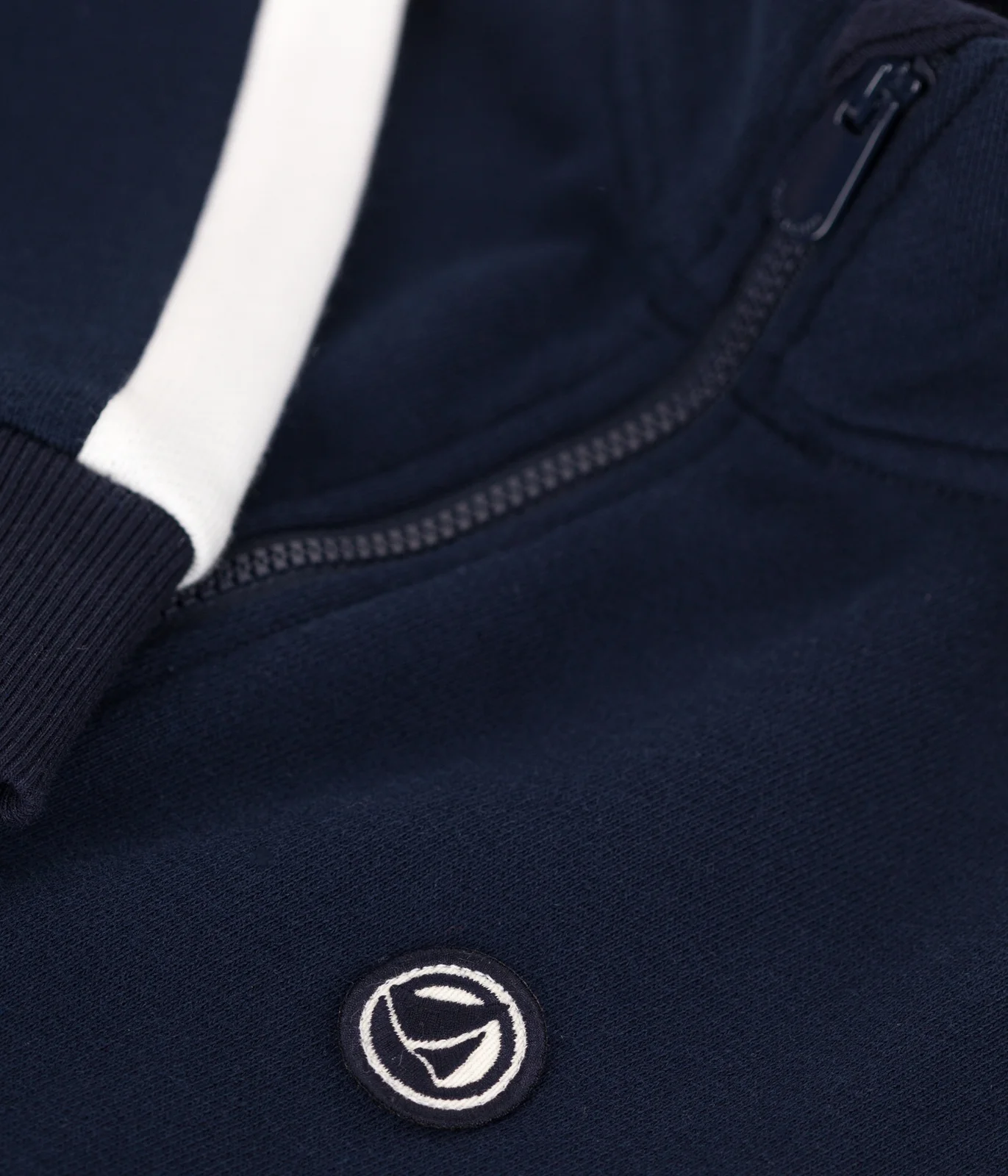 Children's zipped stand-up collar sweatshirt in plain cotton
