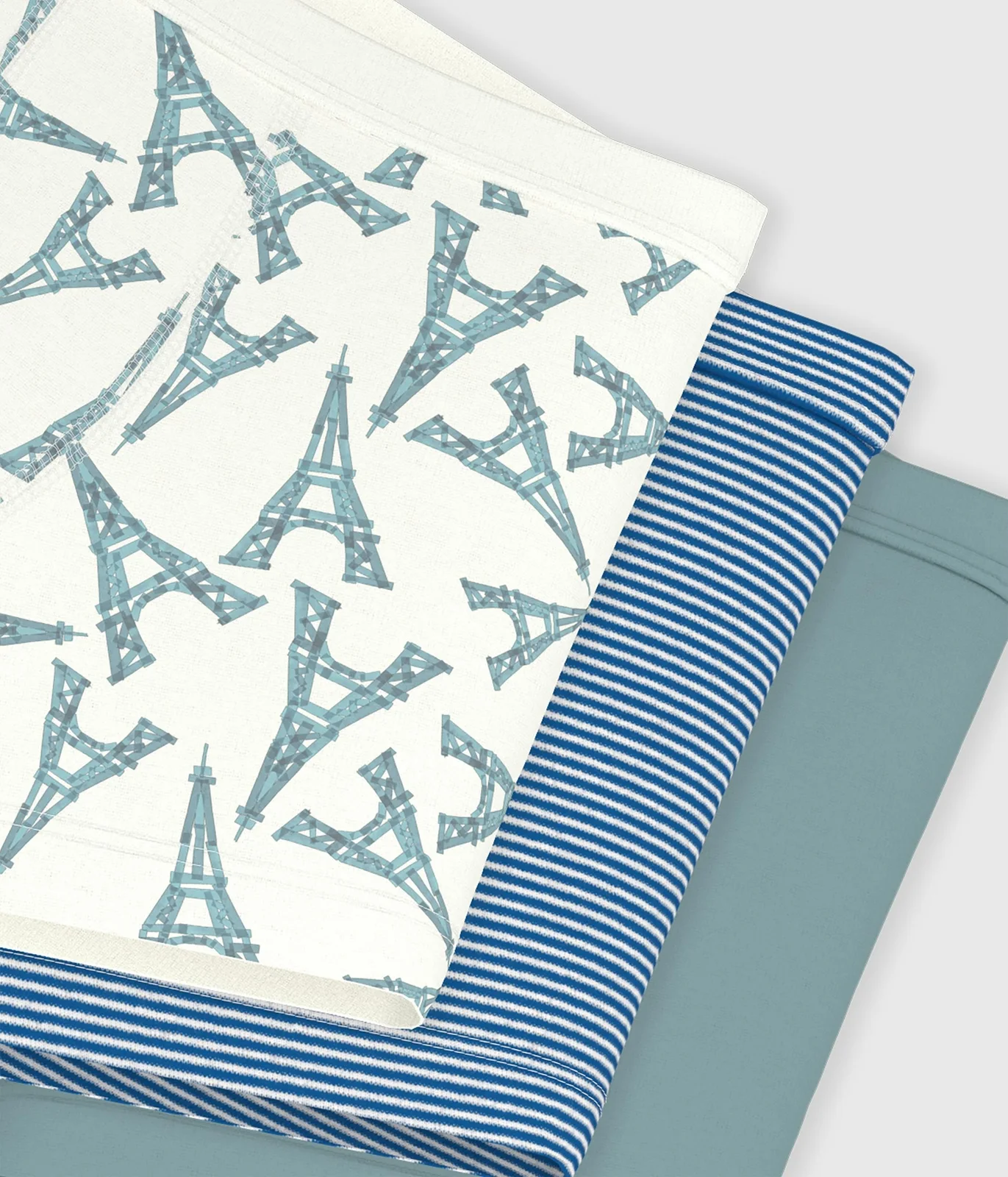 Pack of children's Eiffel Tower cotton boxers with covered waistbands