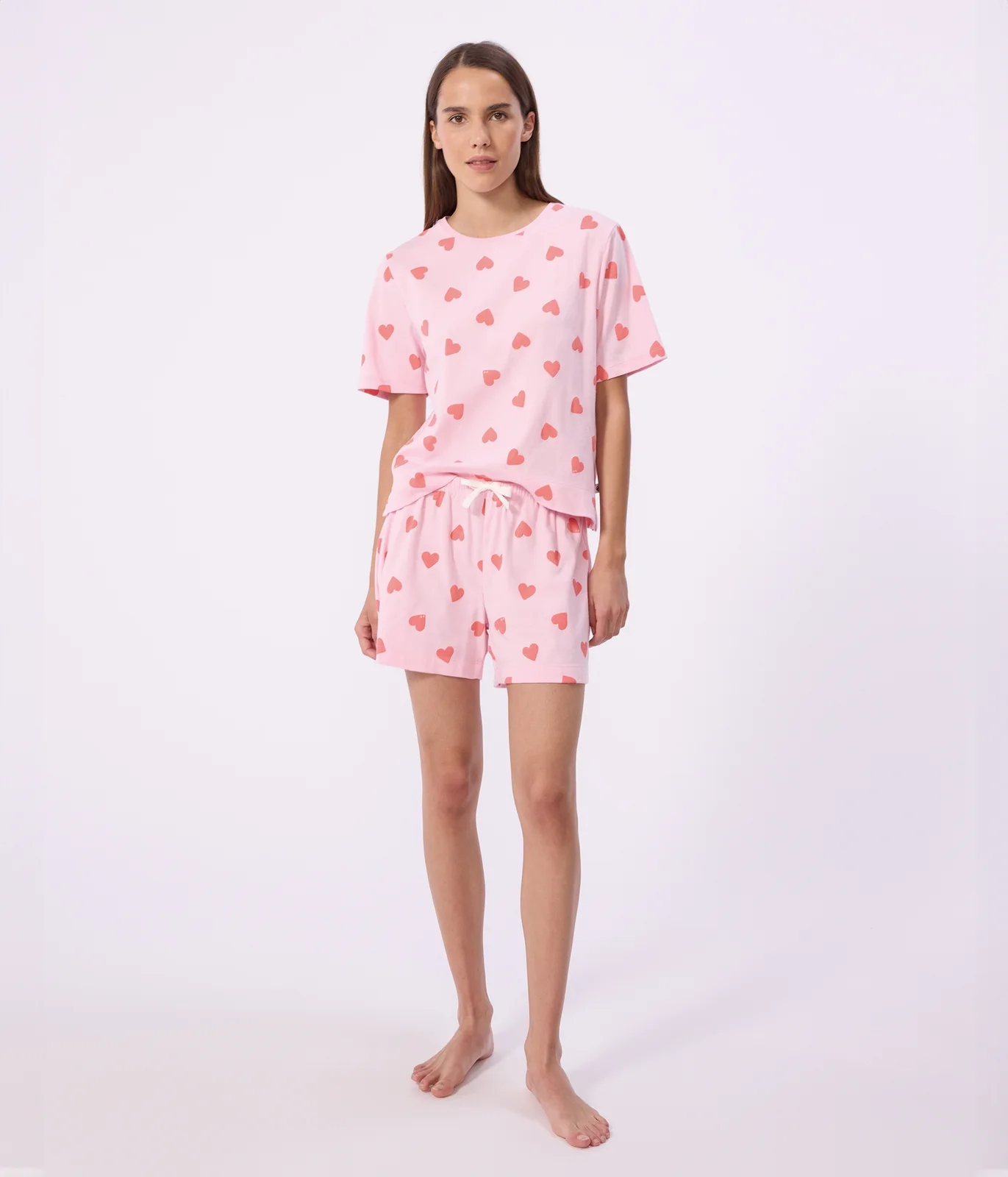 Women's short heart print cotton pyjamas