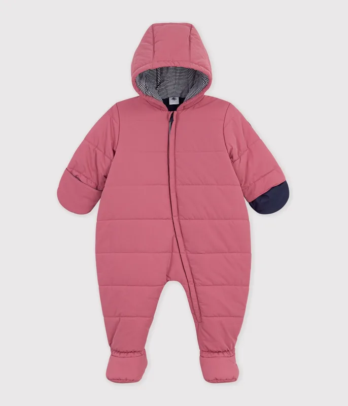 Babies' plain polyester snowsuit