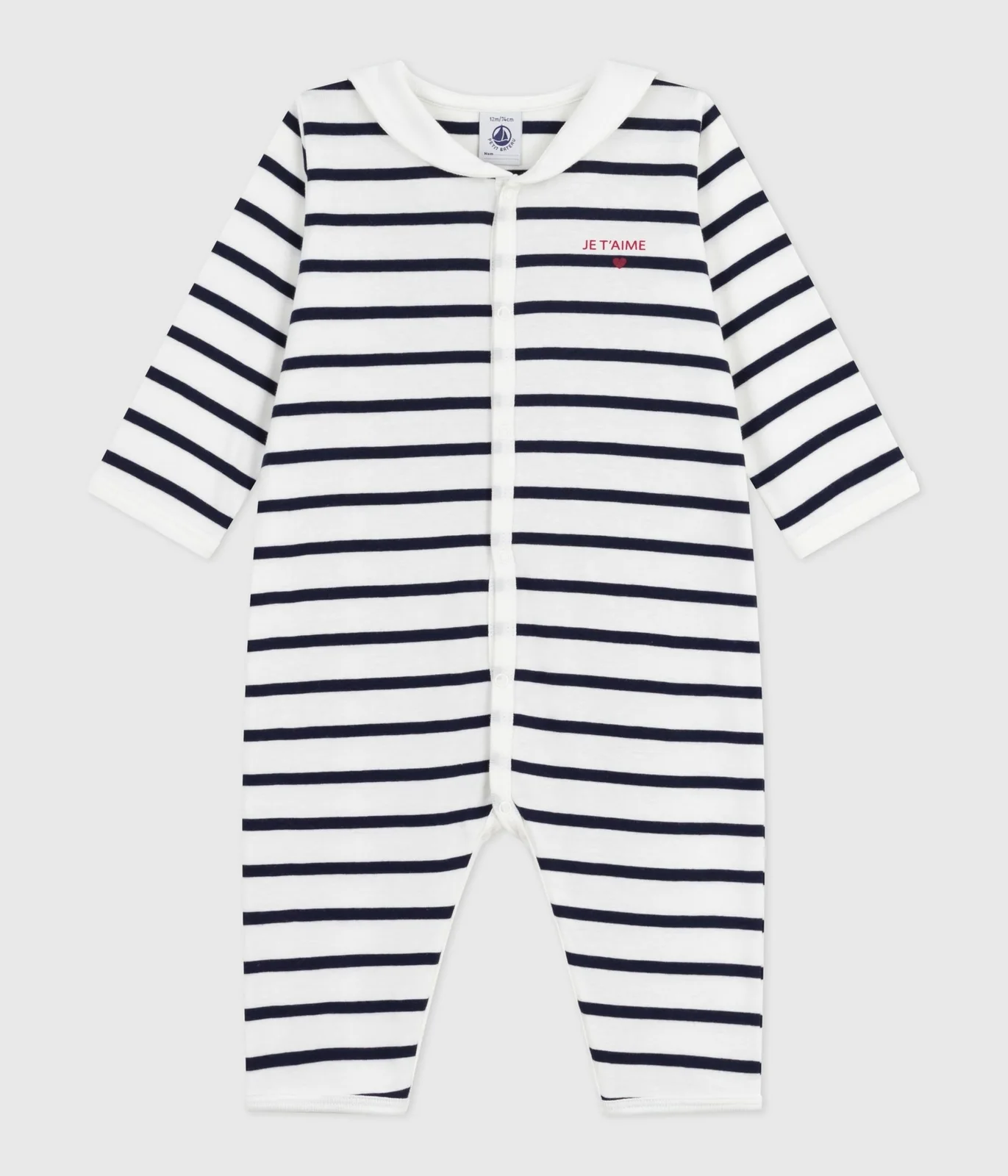 Unisex striped cotton footless sleepsuit with screen print
