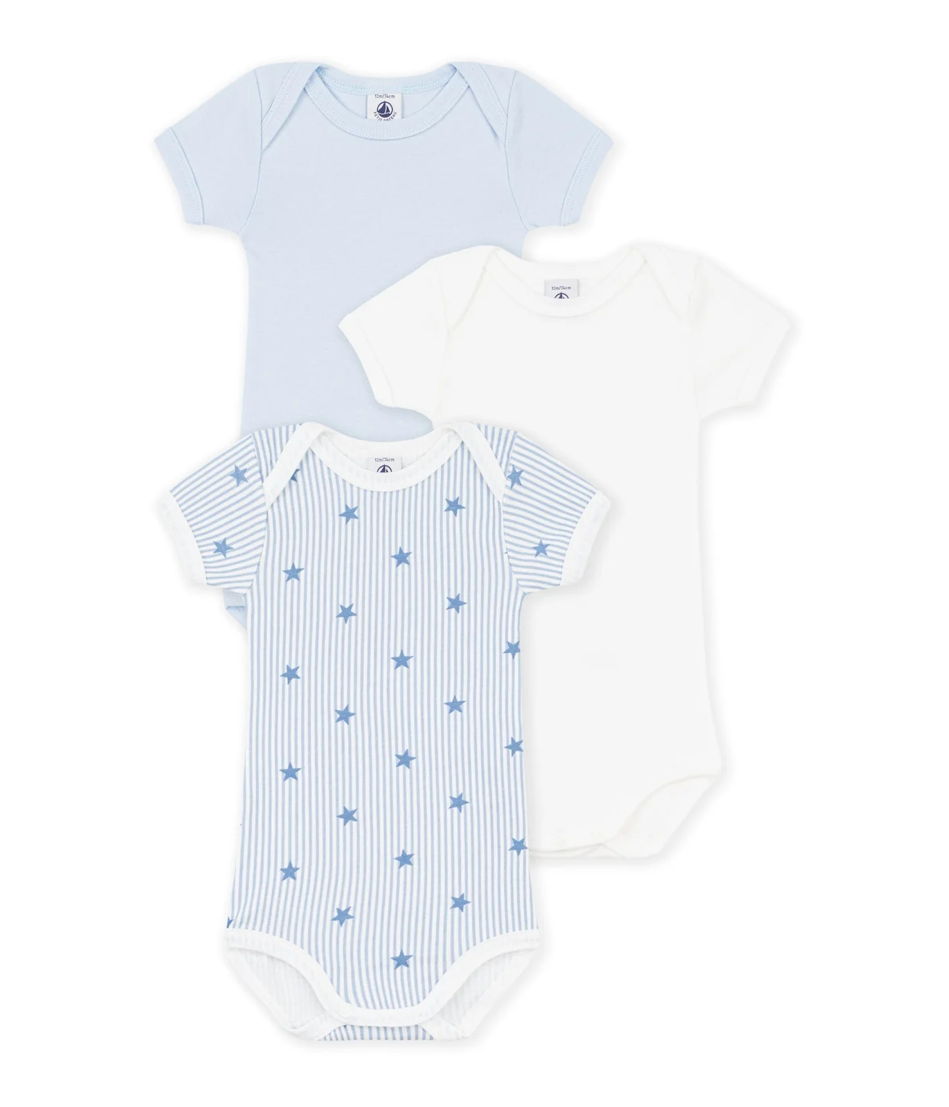 Pack of short-sleeved bodies in Paris print cotton for babies