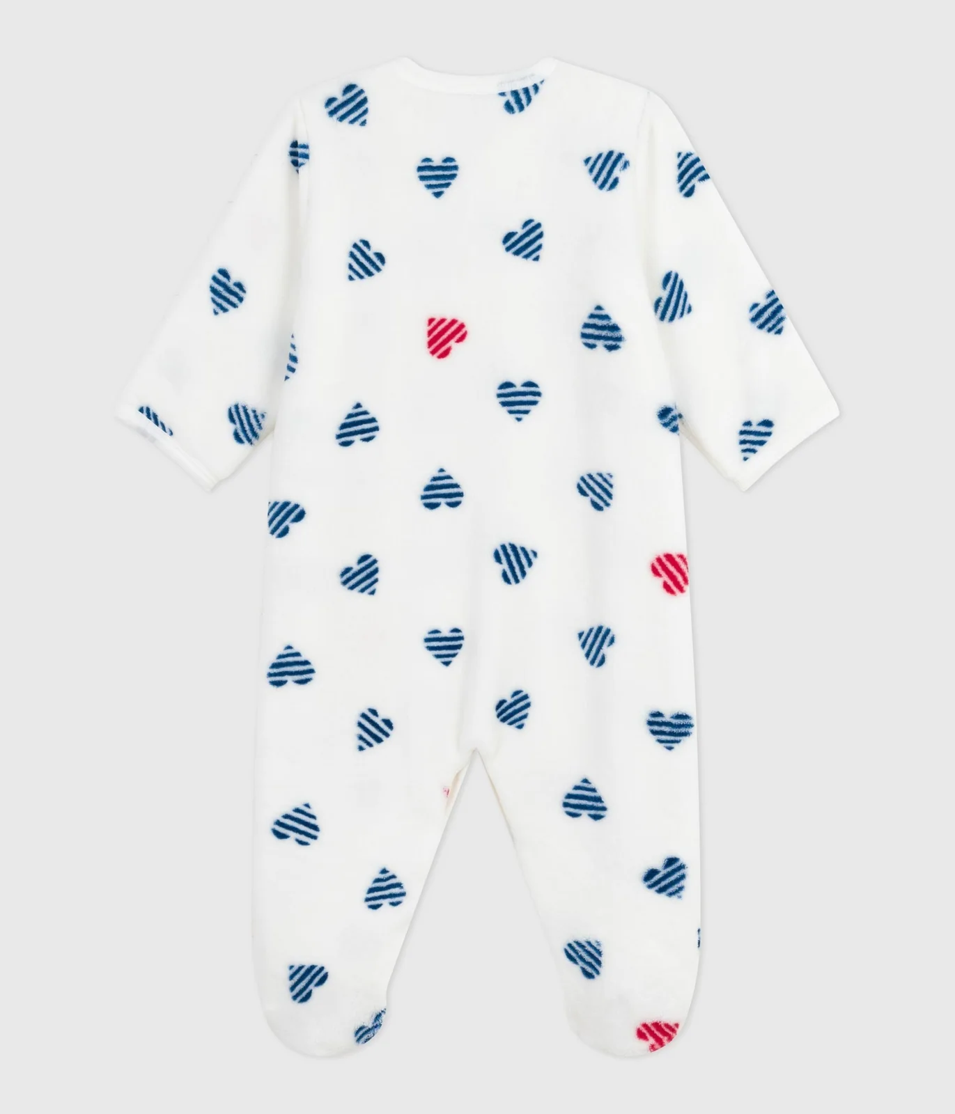 Babies' winter onesie in heart-print fleece