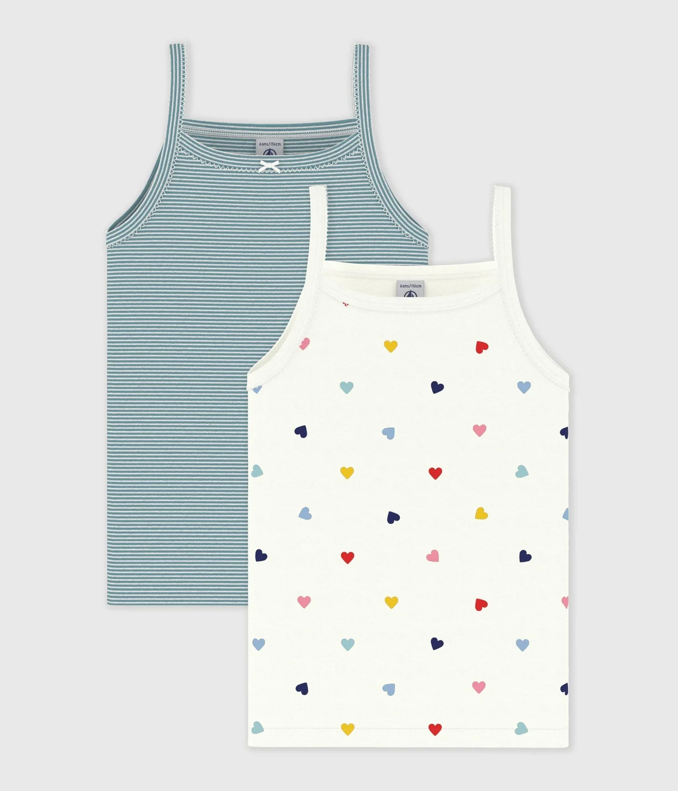 Pack of children's heart print cotton tank tops