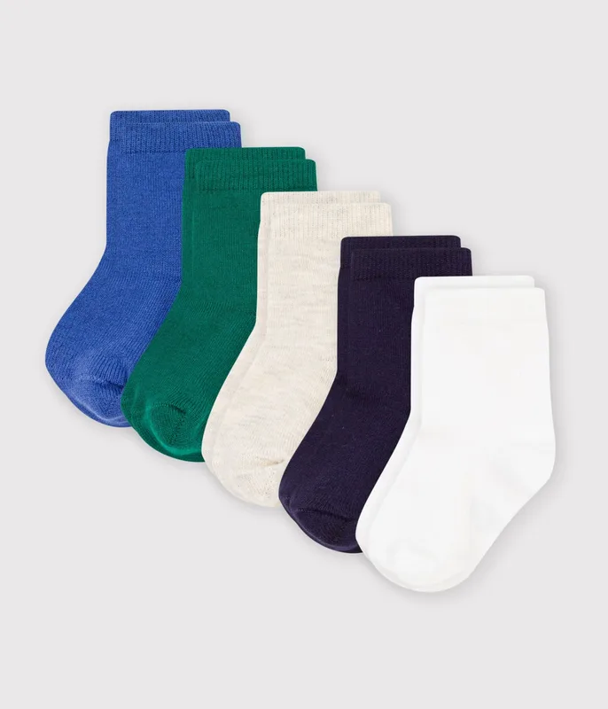 5 pairs of babies' plain cotton socks