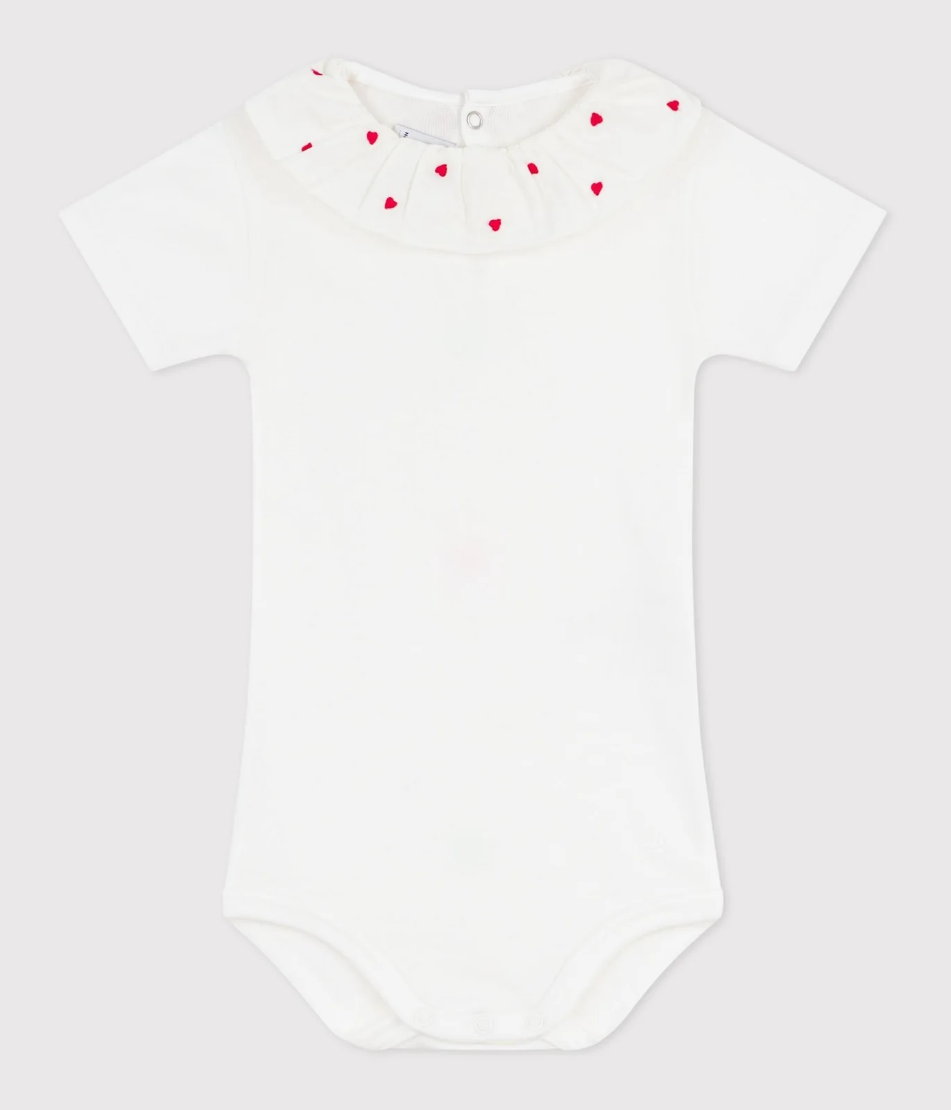 Babies' plain cotton body with an embroidered collar