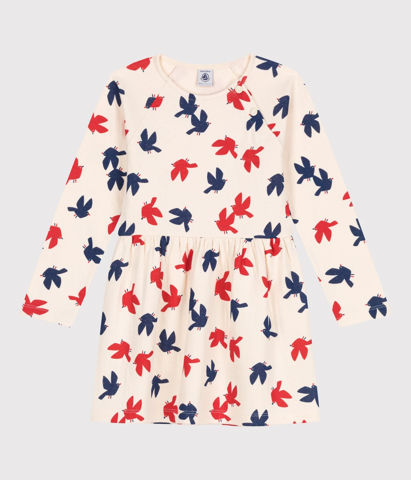 Children's long-sleeved printed cotton dress