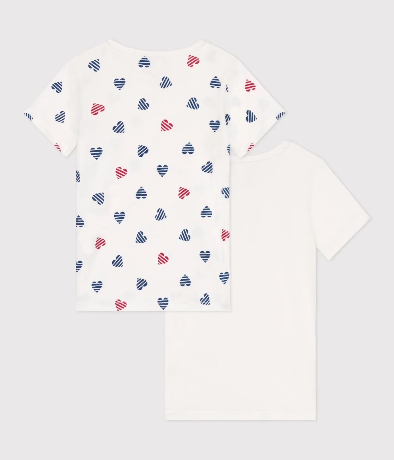 Children's short-sleeved heart pattern cotton T-shirts - 2-pack