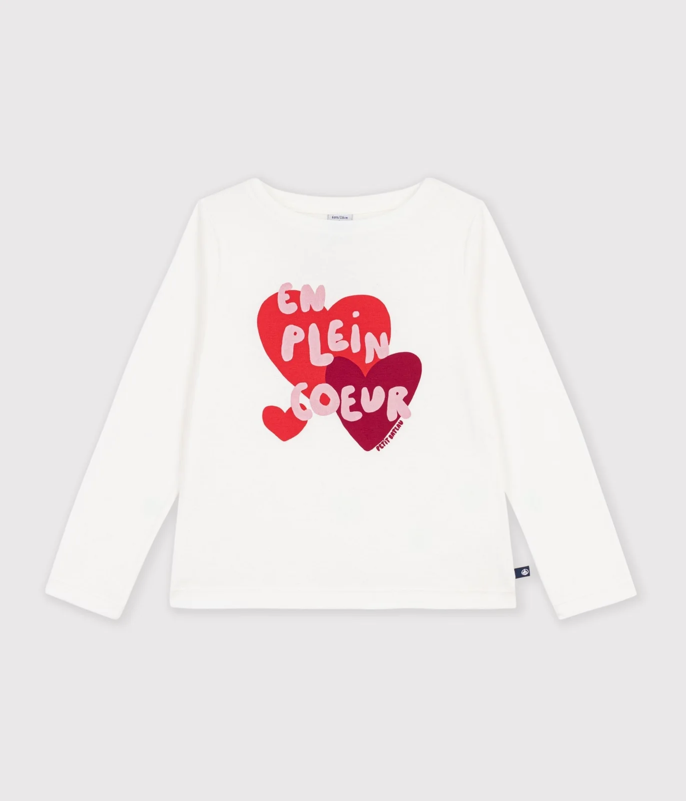 Children's long-sleeved heart-patterned T-shirt