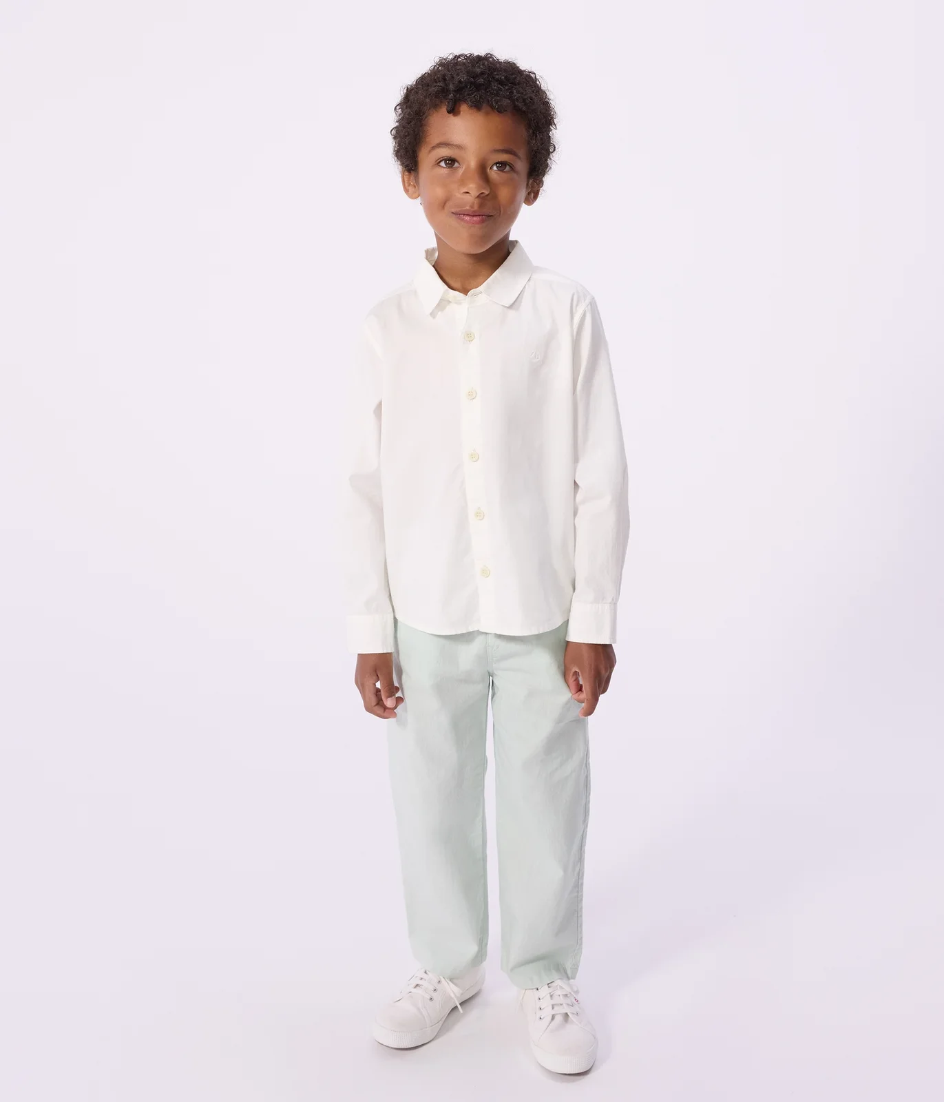 Children's long-sleeved plain cotton shirt