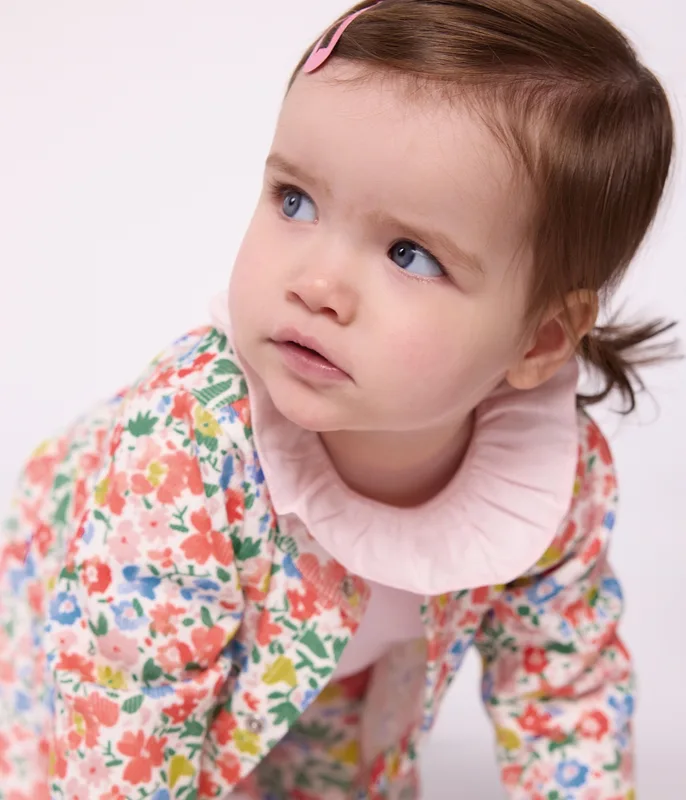 Babies' floral-print cotton cardigan