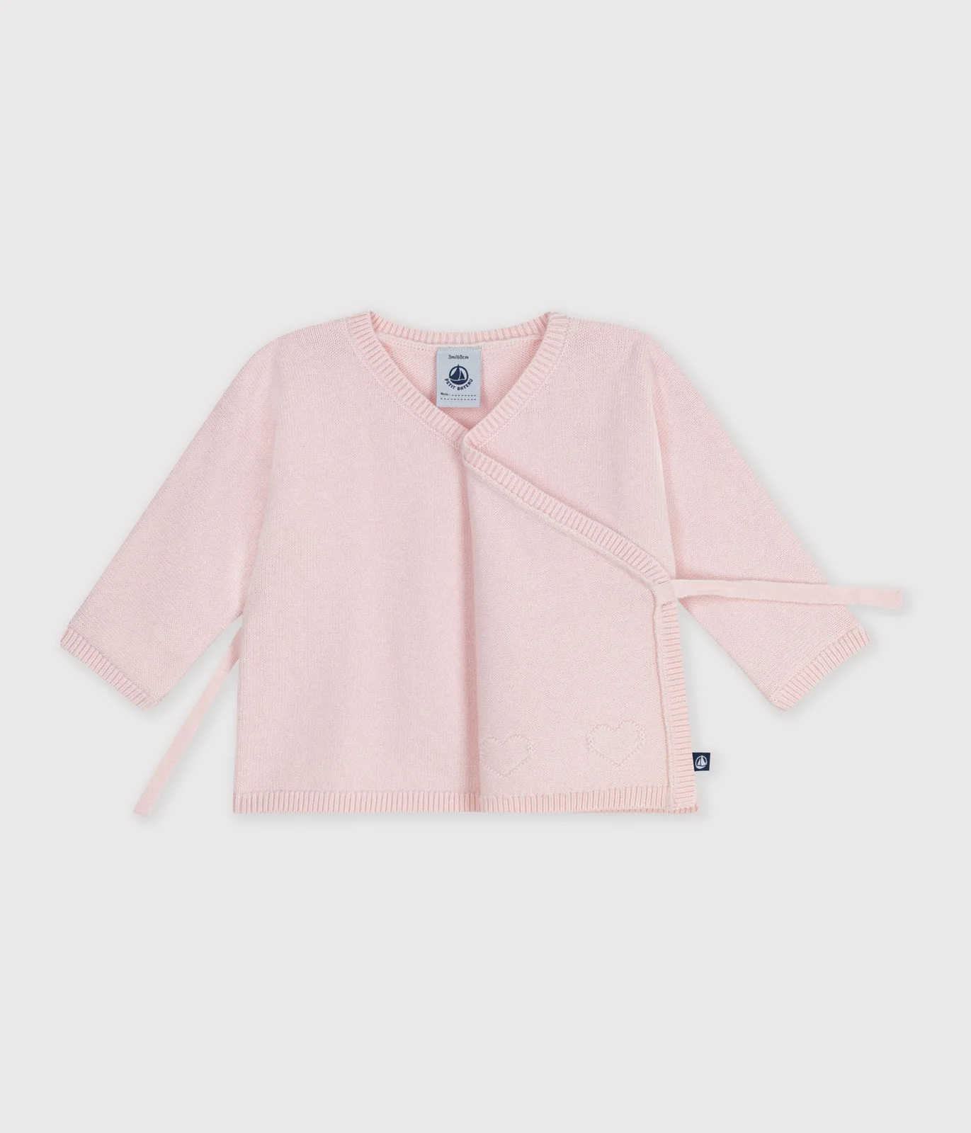 Babies' wool and cotton knit wrapover top