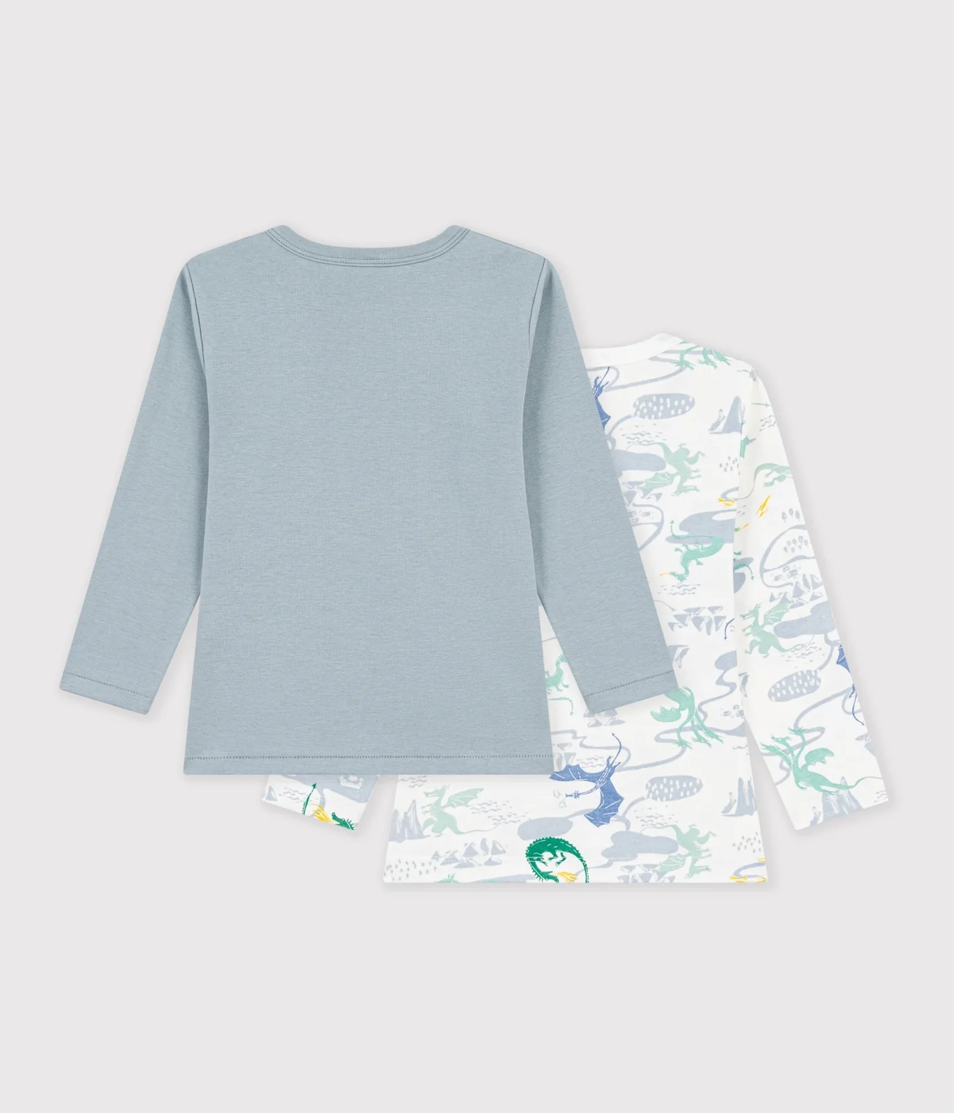 Pack of children's long-sleeved dragon print cotton T-shirts