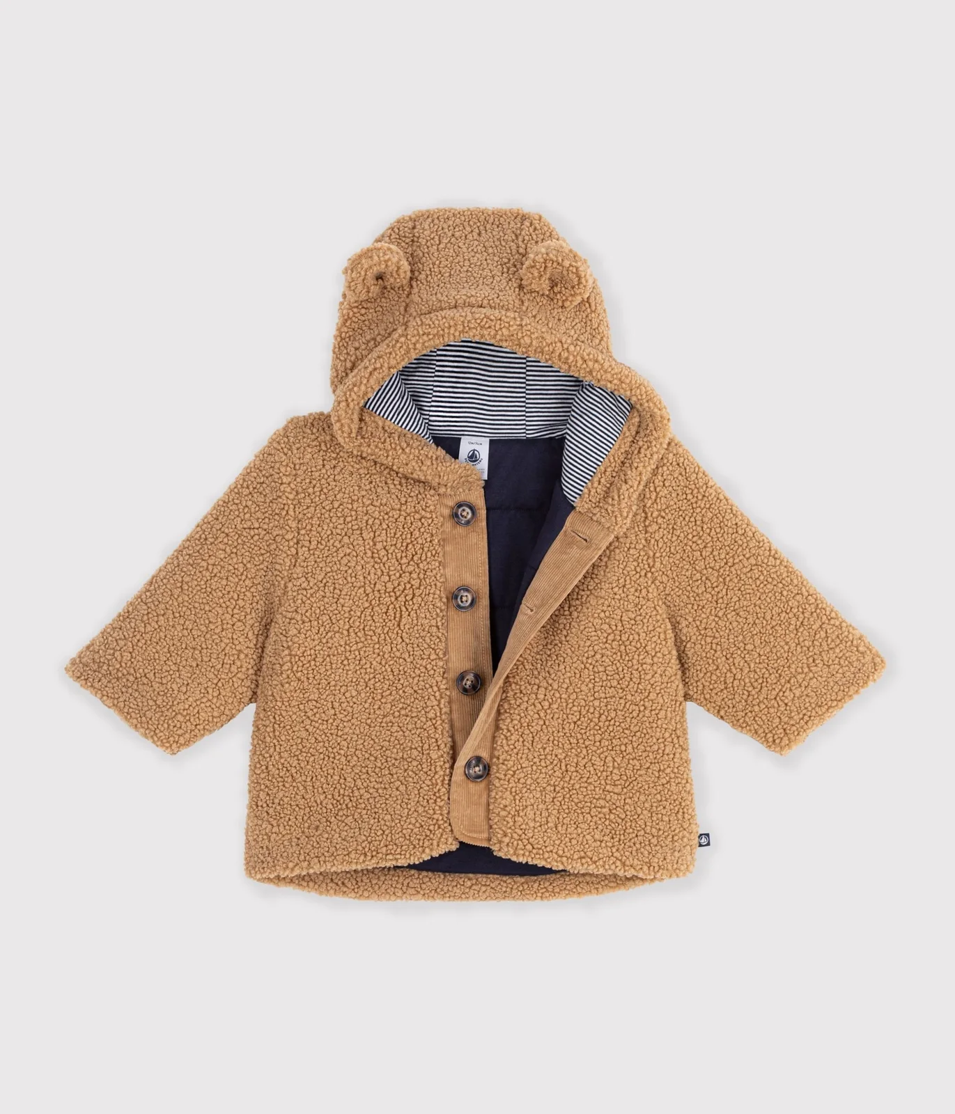 Babies' sherpa coat with a hood