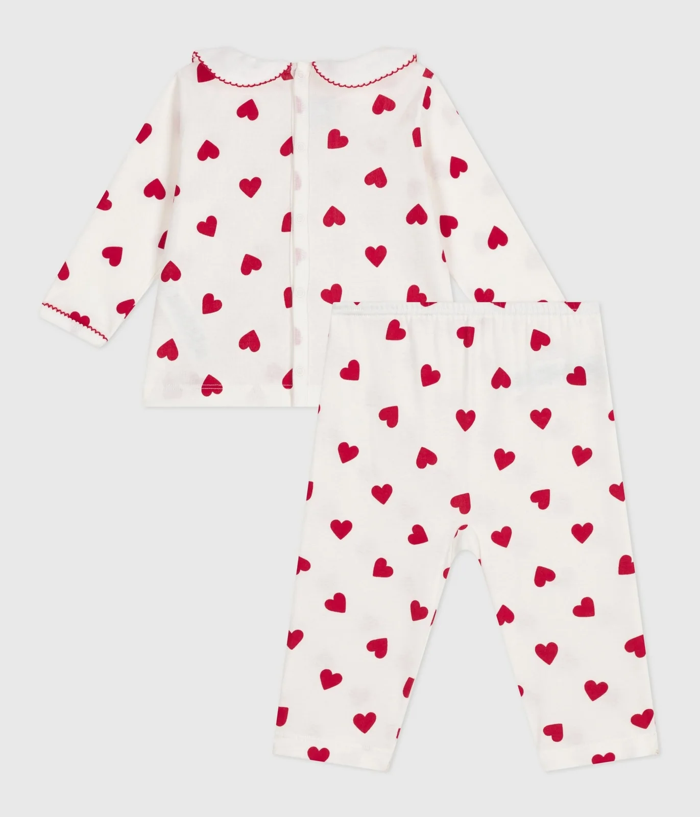 Babies' two-piece pyjamas printed with hearts