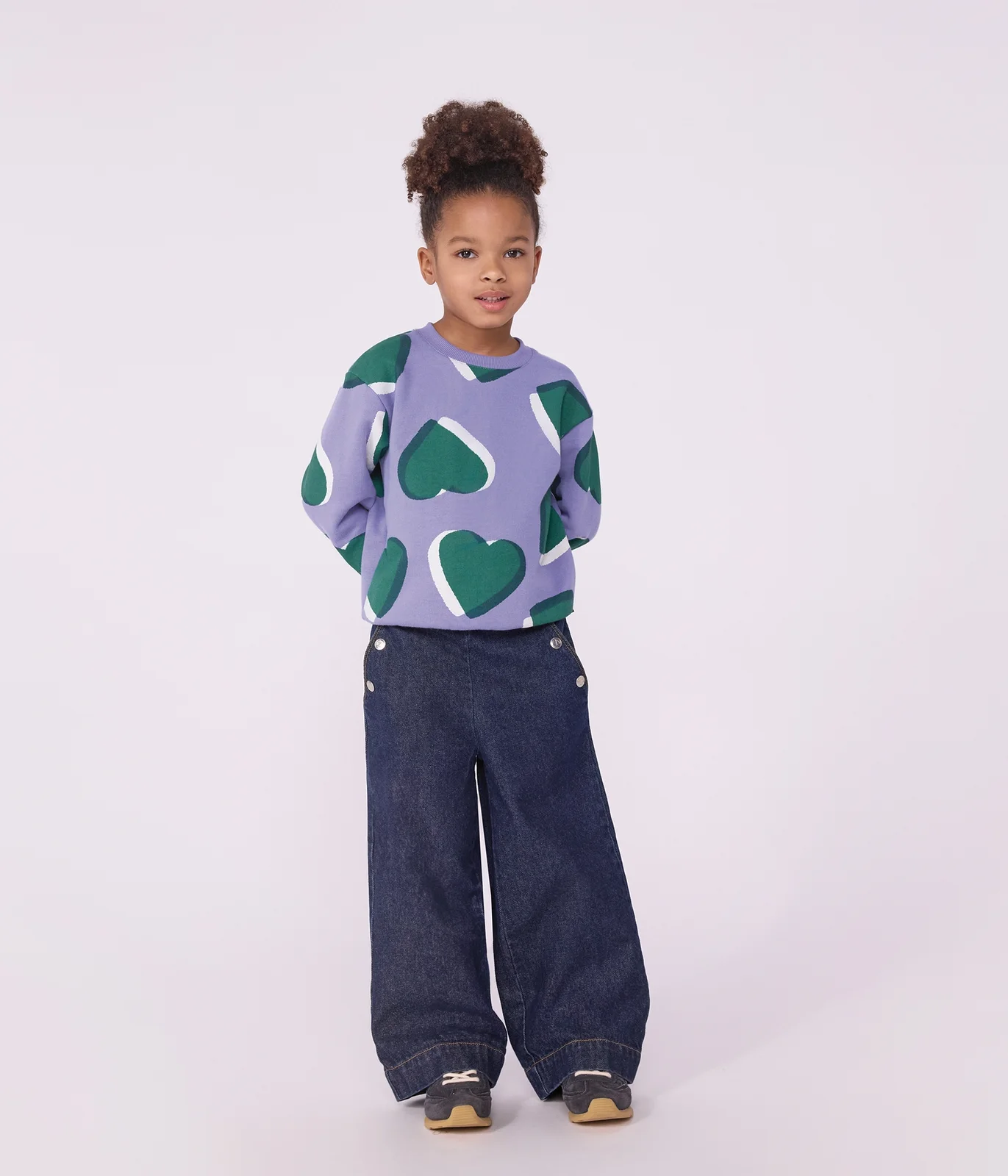 Children's cotton sweatshirt printed with hearts