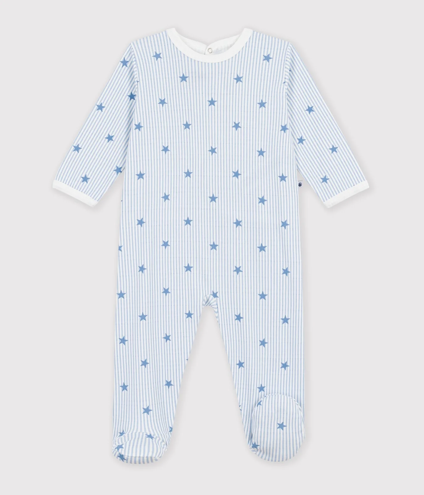 Babies' star-print fleece pyjama suit with a back opening