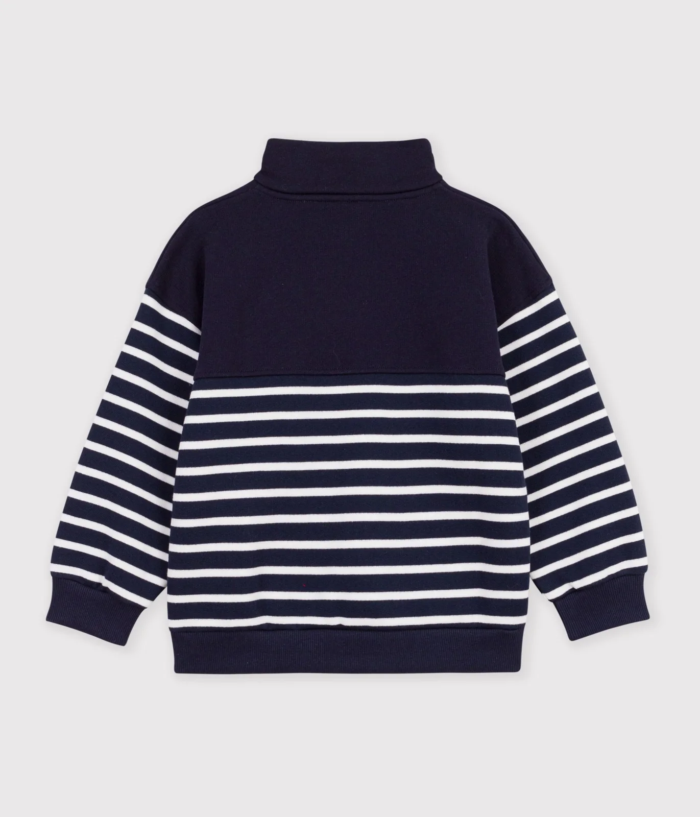Children's stripy shawl collared cotton sweatshirt