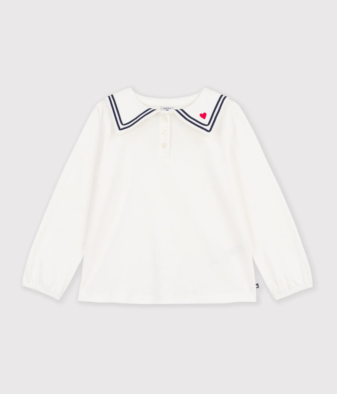 Children's long-sleeved plain cotton blouse with a collar