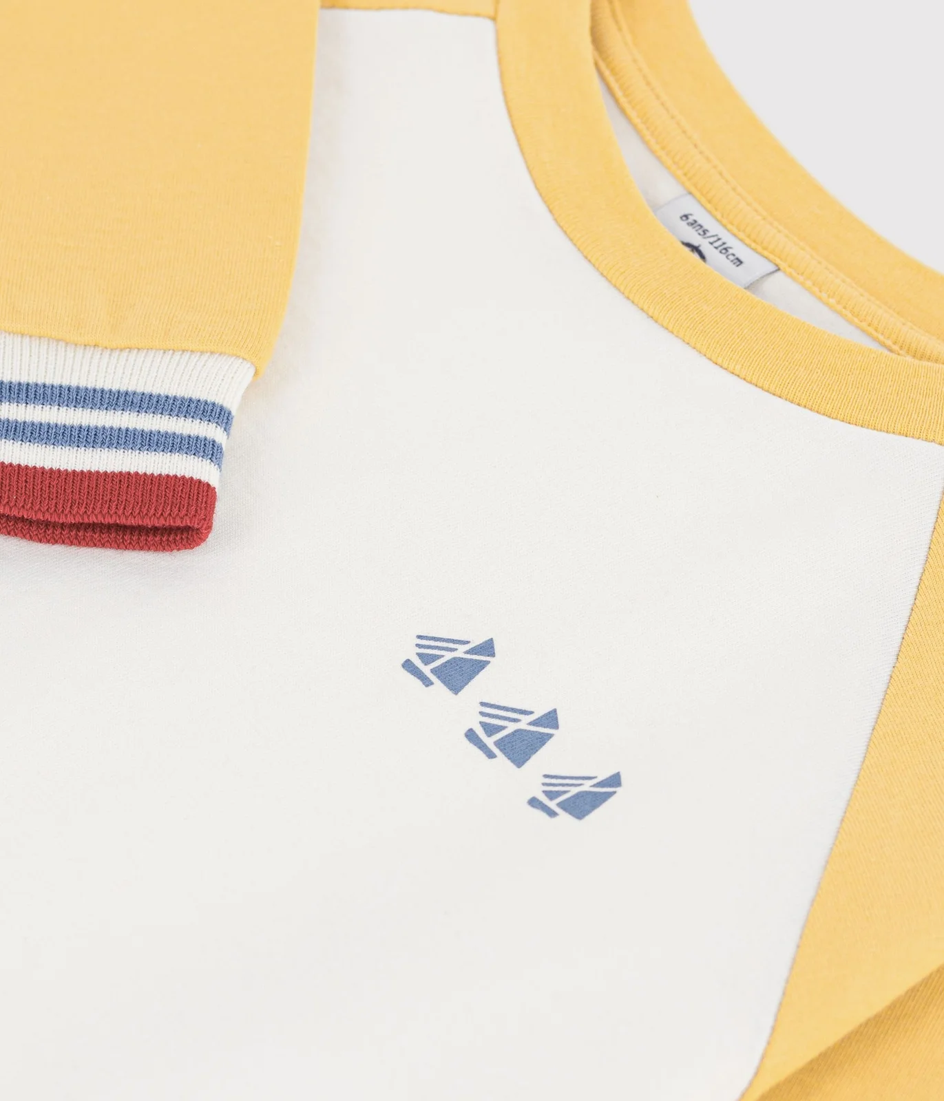 Children's long-sleeved colourblock cotton T-shirt