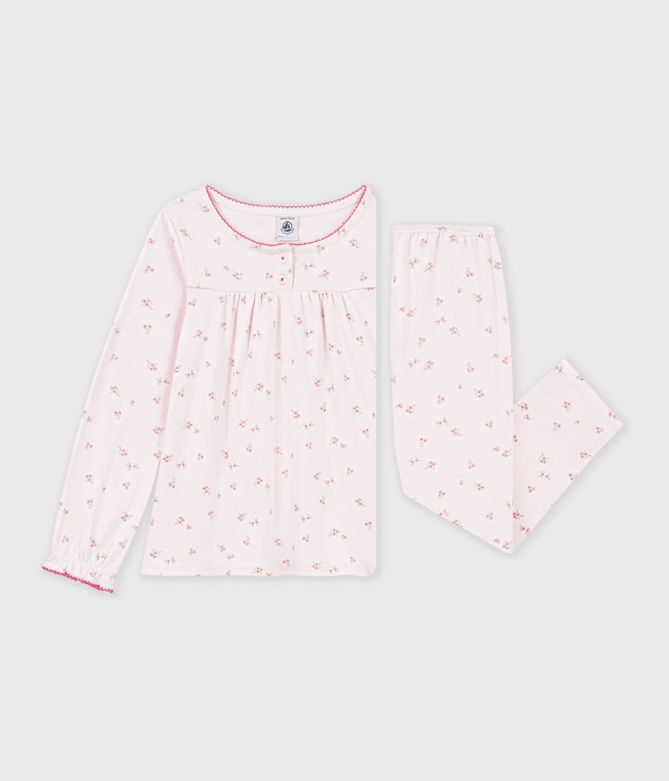 Children's cotton pyjamas with floral ruffles