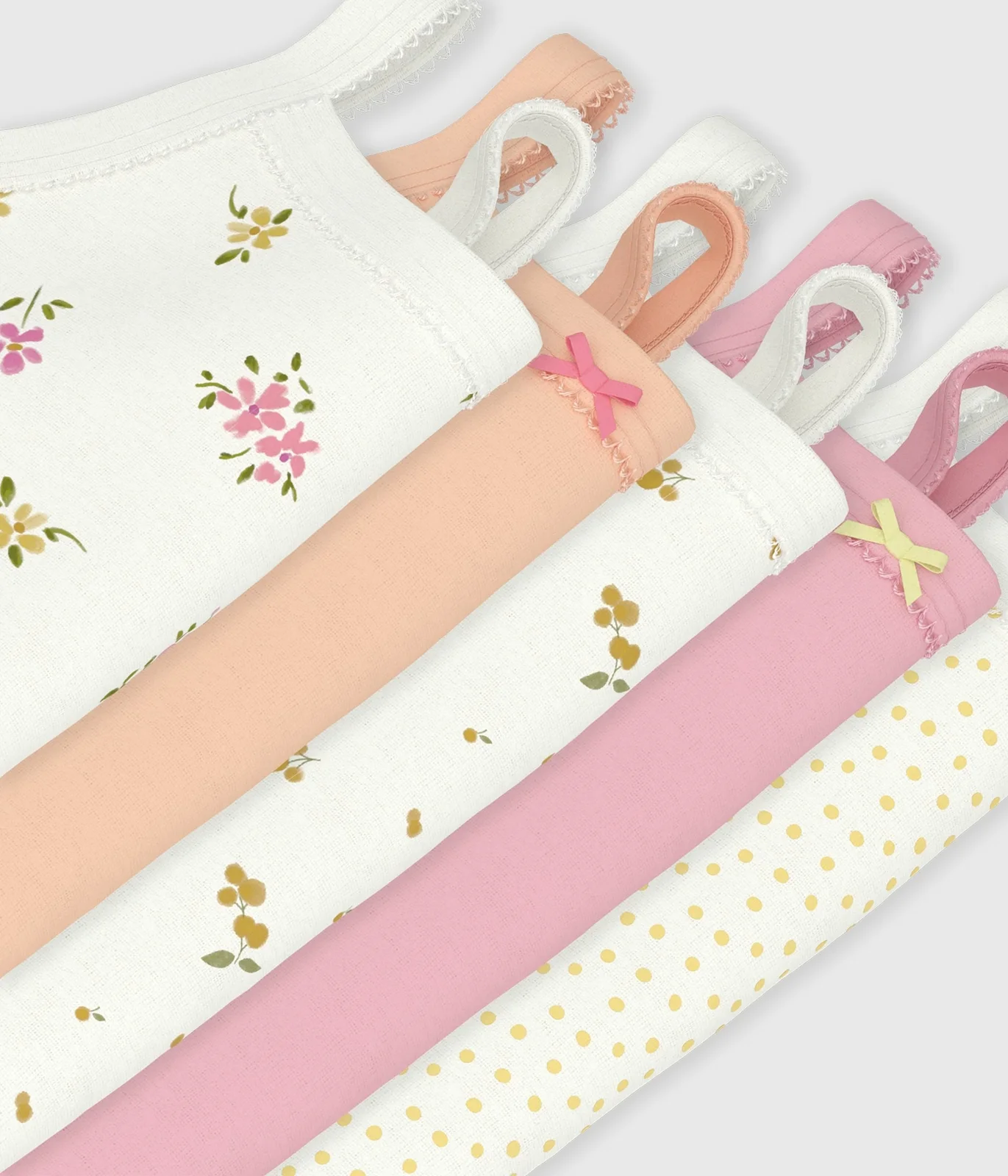 Pack of babies' floral cotton bodies with straps