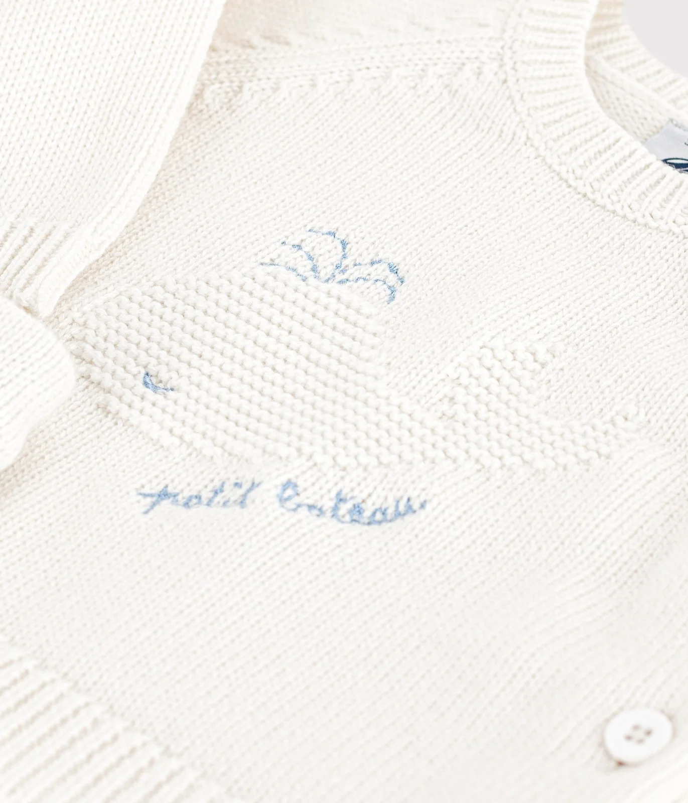 Babies' knitted wool and cotton outfit with a whale design