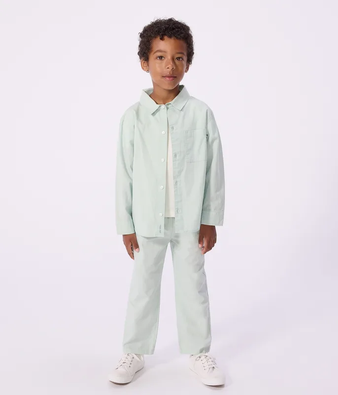 Children's long-sleeved plain cotton shirt