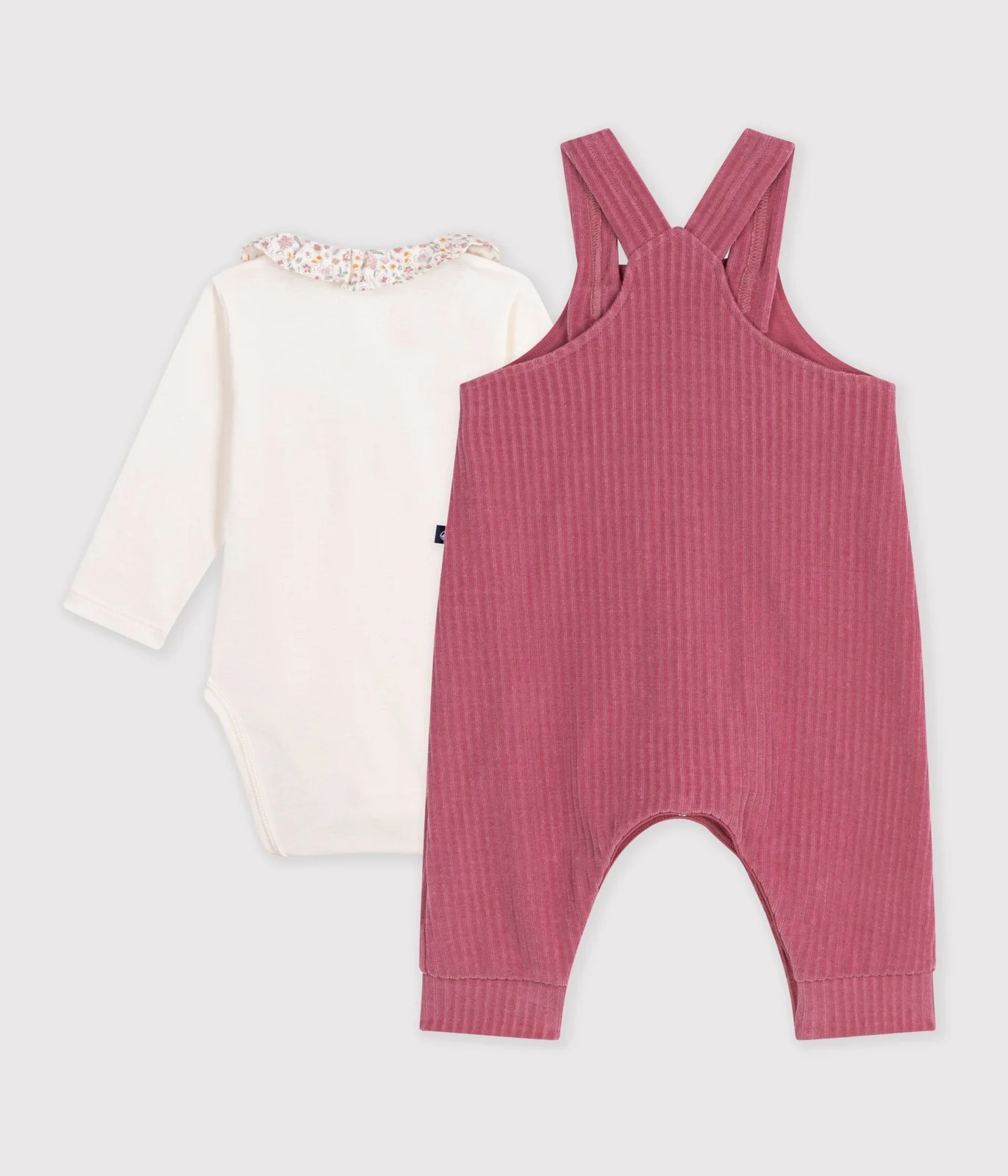 Baby girls' cotton dungarees and bodysuit set