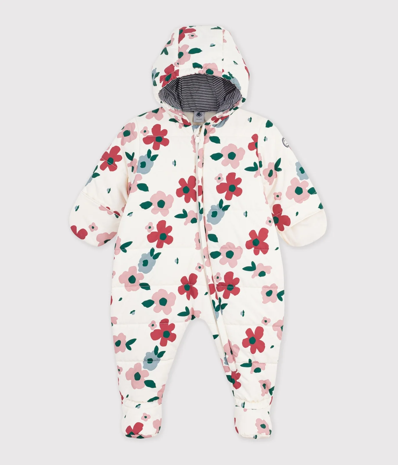 Babies' floral print polyester snowsuit