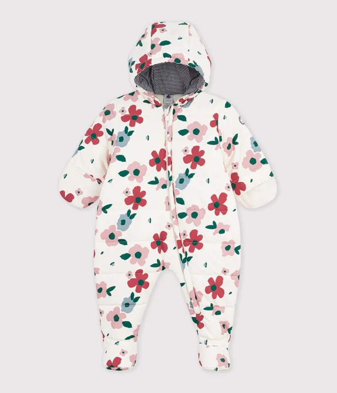 Babies' floral print polyester snowsuit