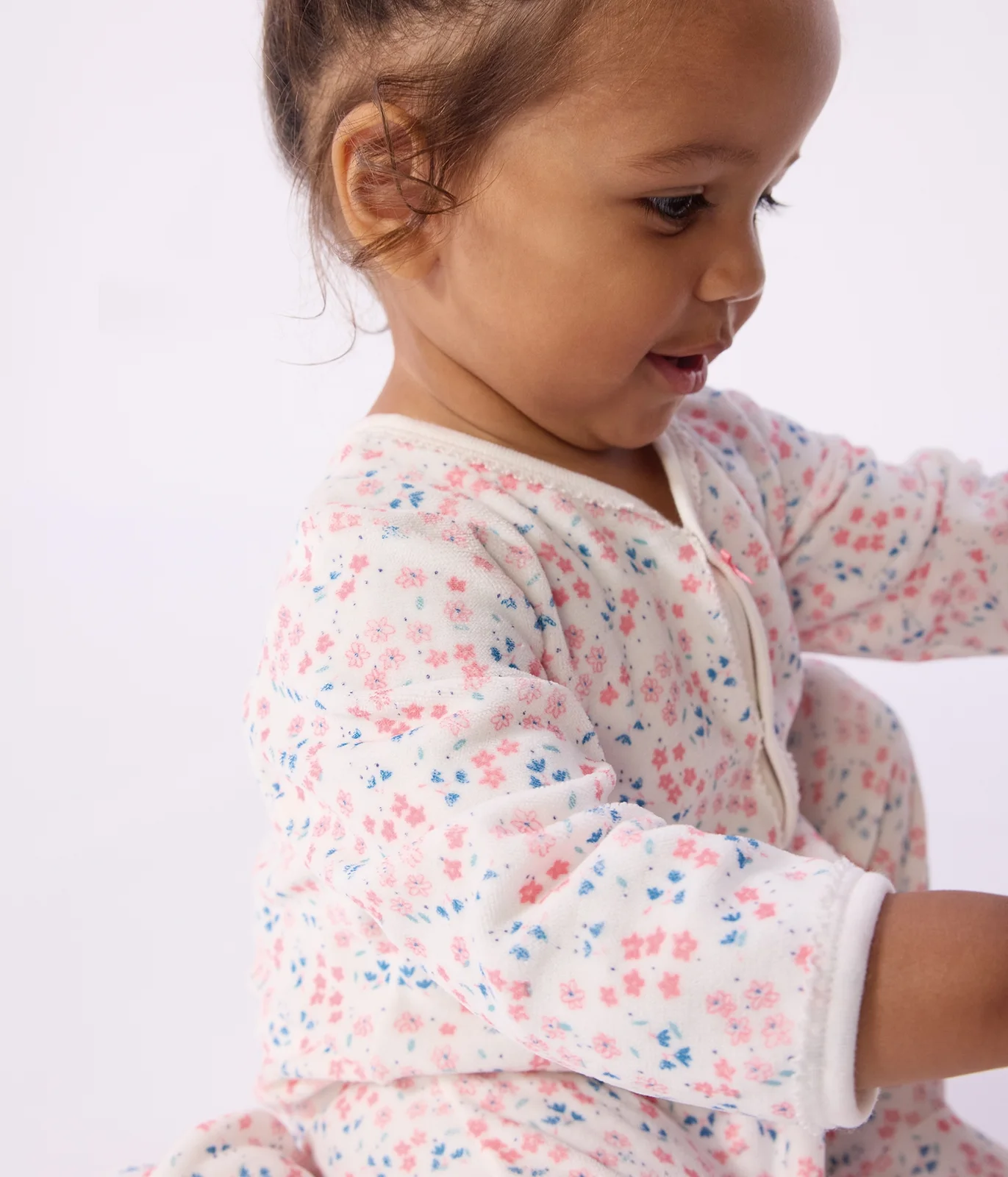 Babies' floral-print velour pyjama suit